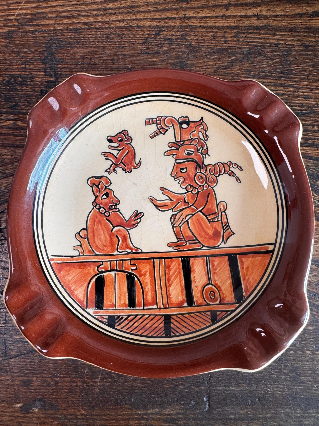 Ixbalanque Decorative Ceramic Plate with Mayan Motif