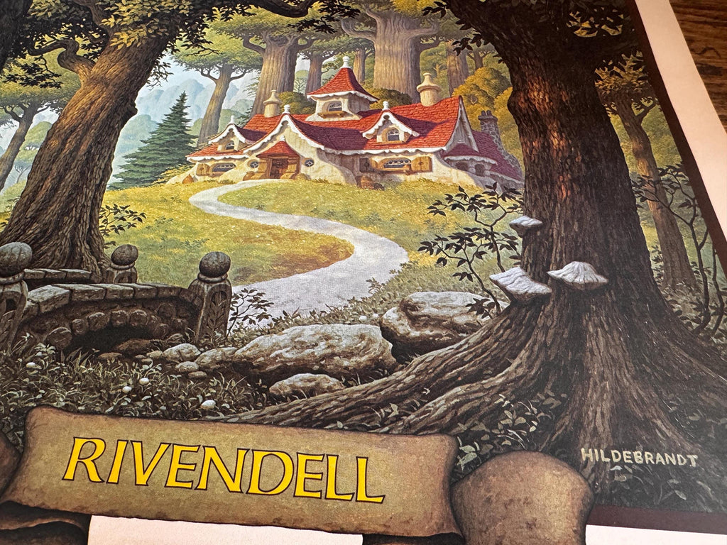 Rivendell Fantasy Art Print by Hildebrandt | 1977 Calendar Page
