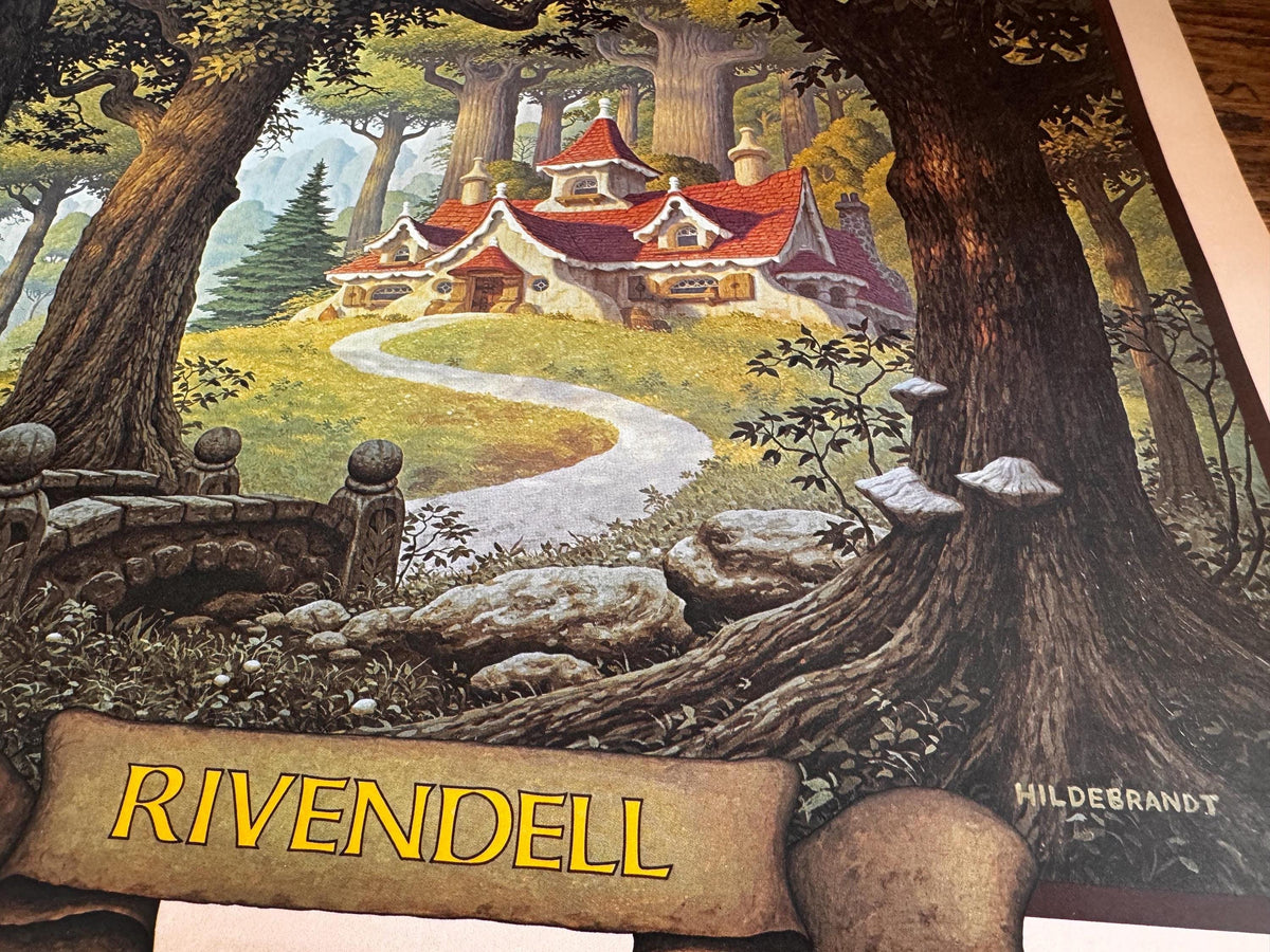 Rivendell Fantasy Art Print by Hildebrandt | 1977 Calendar Page