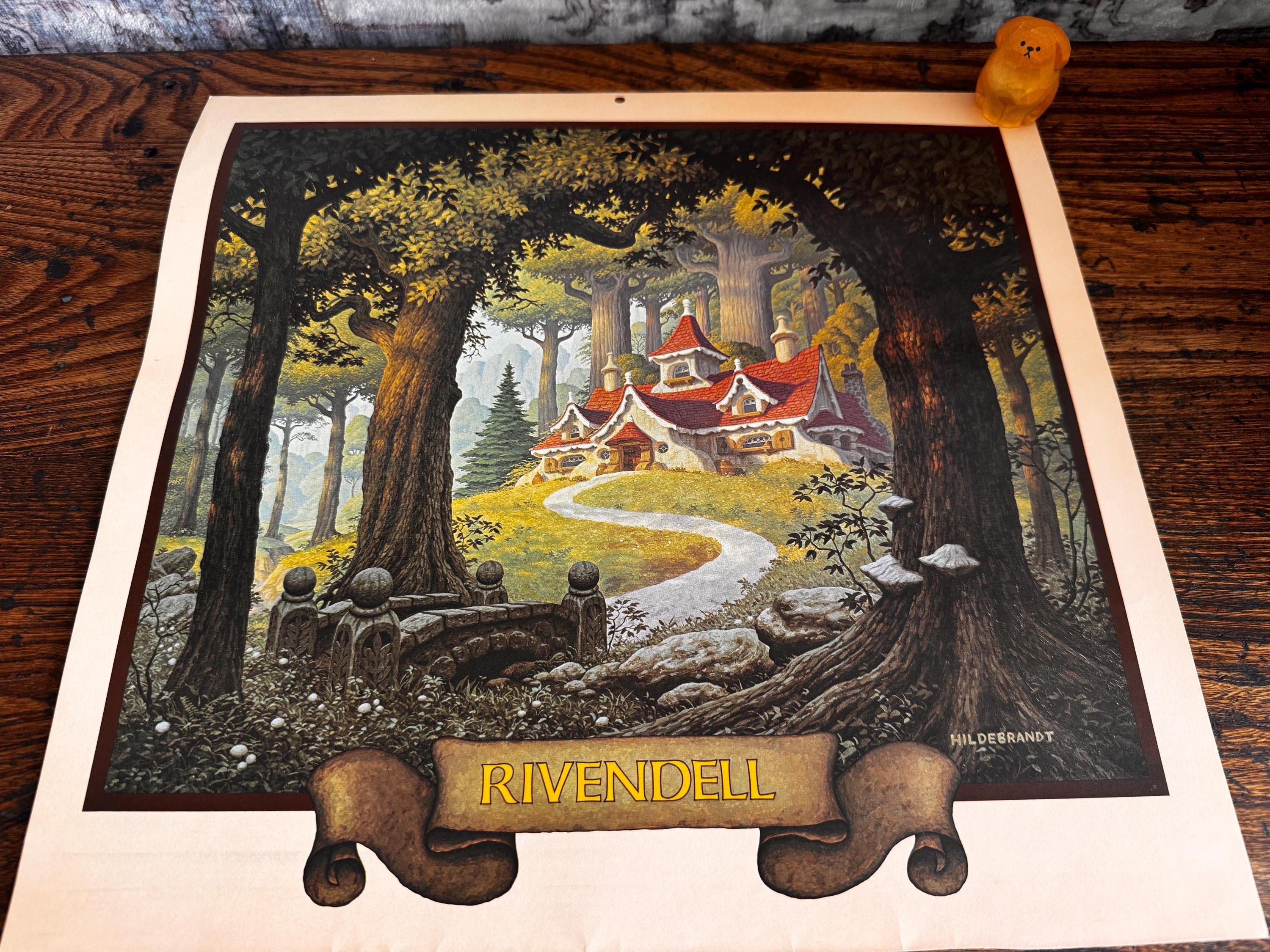 Rivendell Fantasy Art Print by Hildebrandt | 1977 Calendar Page