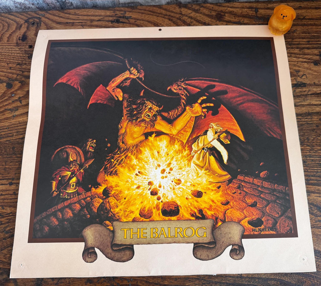 The Balrog Fantasy Art Print by Hildebrandt | 1977 Calendar Page
