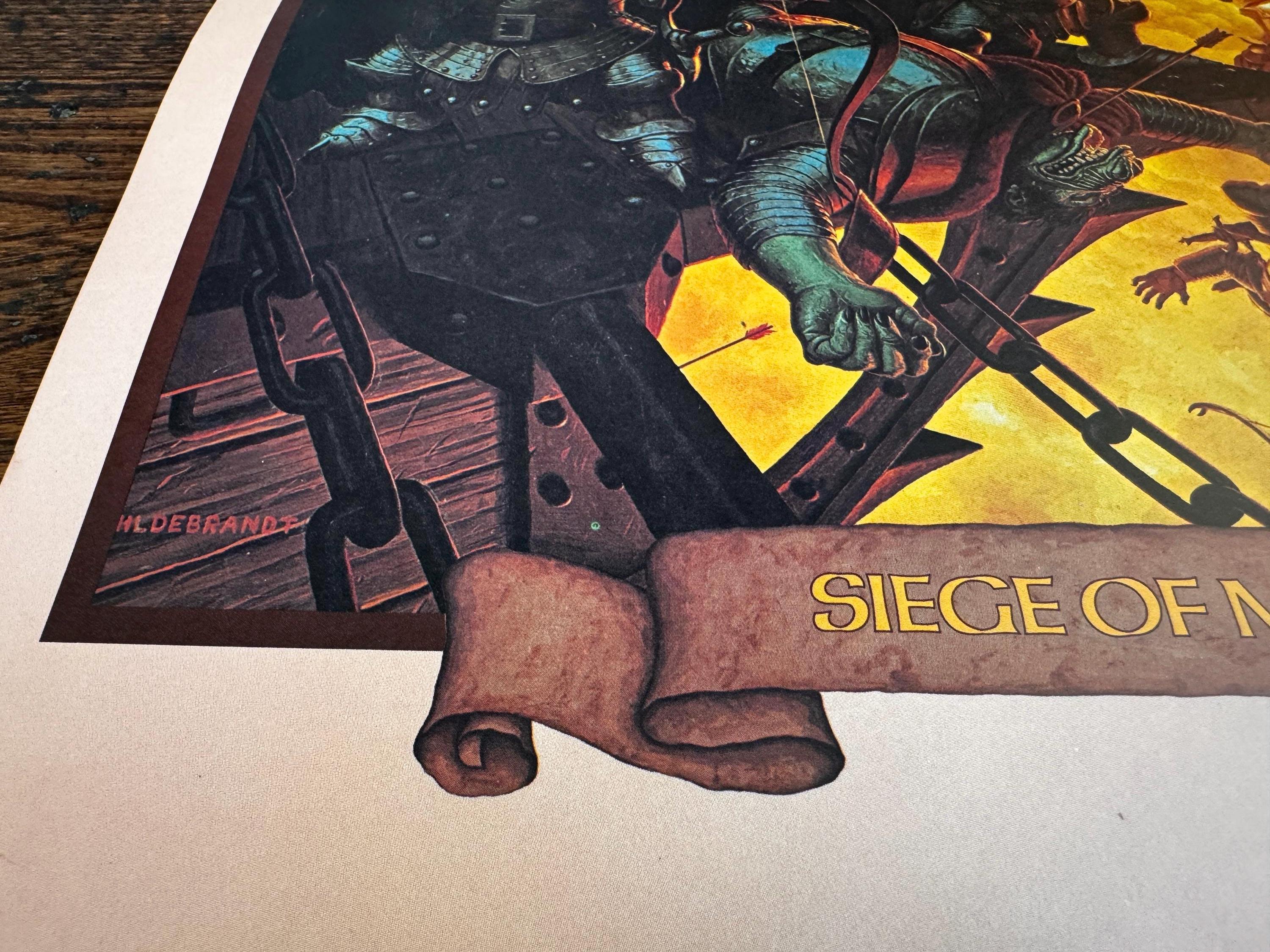 Siege of Minas Tirith Fantasy Art Print by Hildebrandt | 1977 Calendar Page