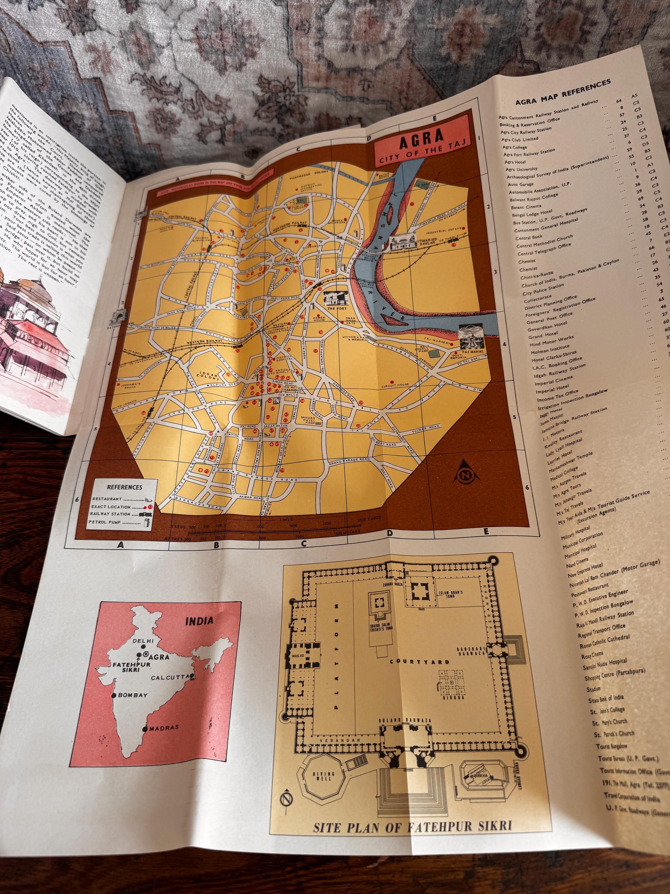 Lot of 5 Vintage India Travel Brochures and Maps