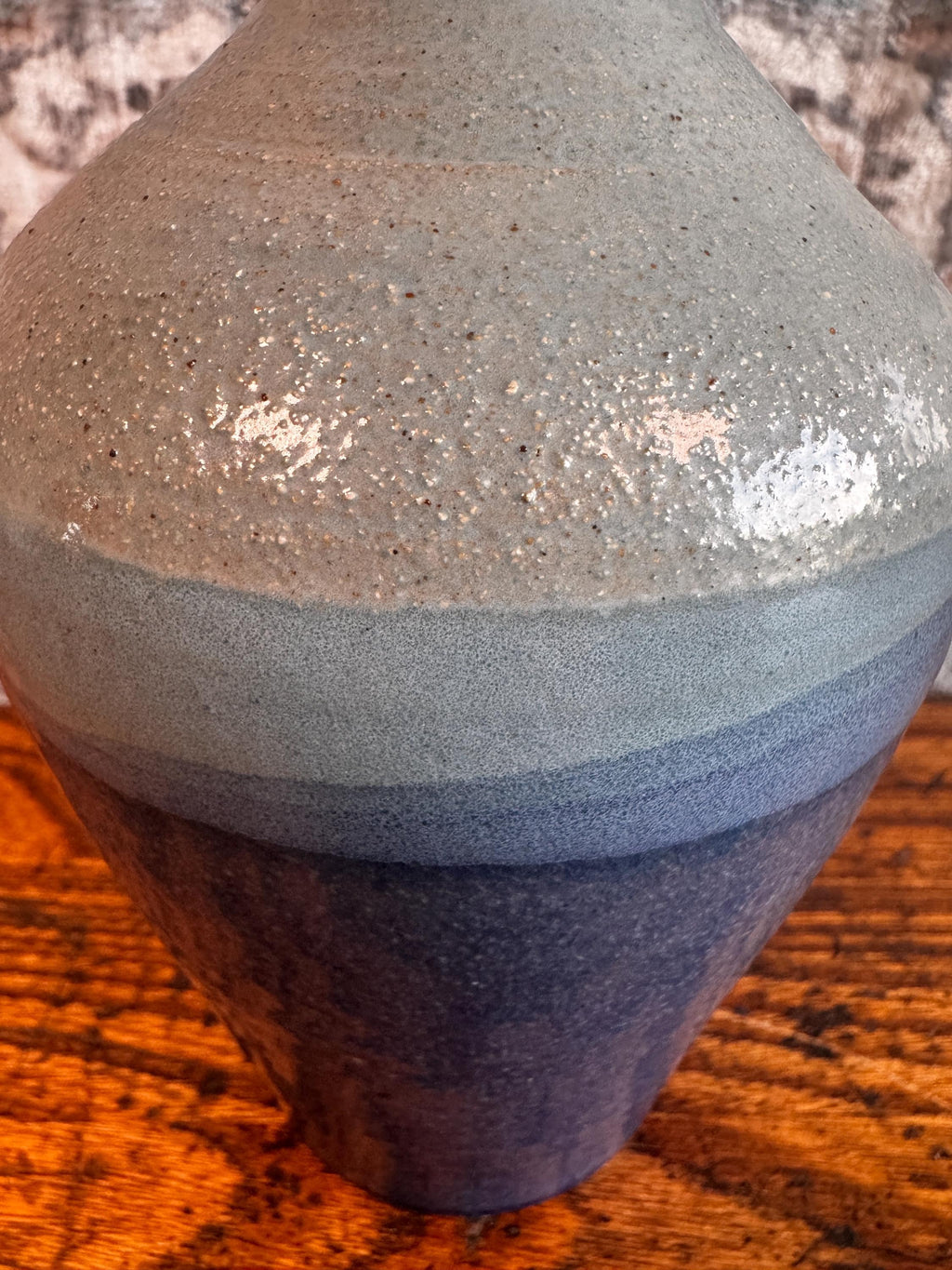 Handcrafted Ceramic Vase with Blue Gradient Glaze