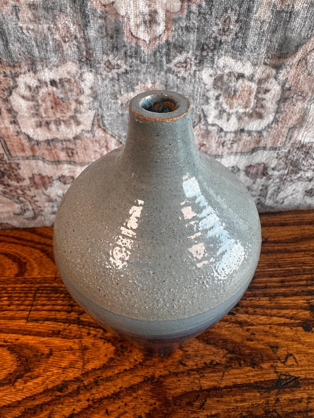 Handcrafted Ceramic Vase with Blue Gradient Glaze