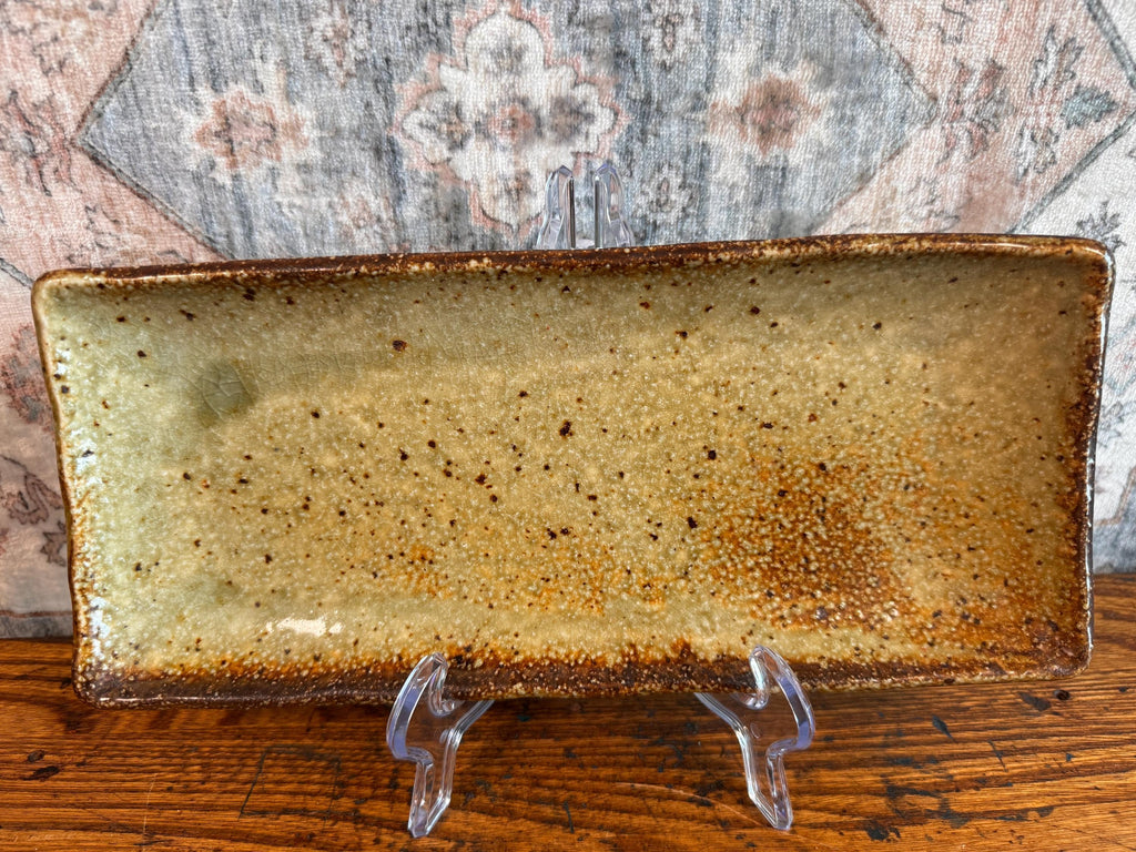 Rectangular Ceramic Serving Tray with Earthy Glaze