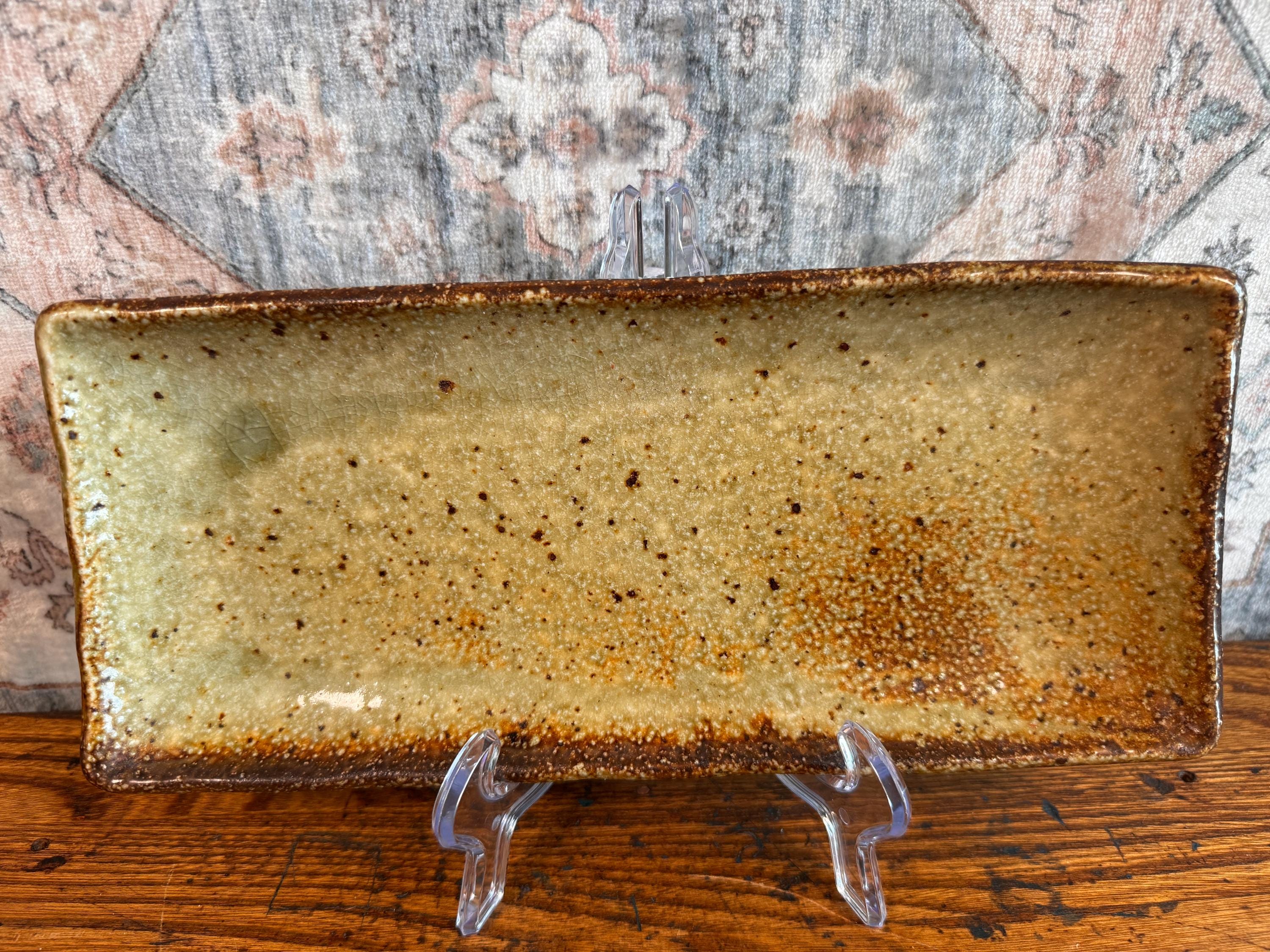 Rectangular Ceramic Serving Tray with Earthy Glaze