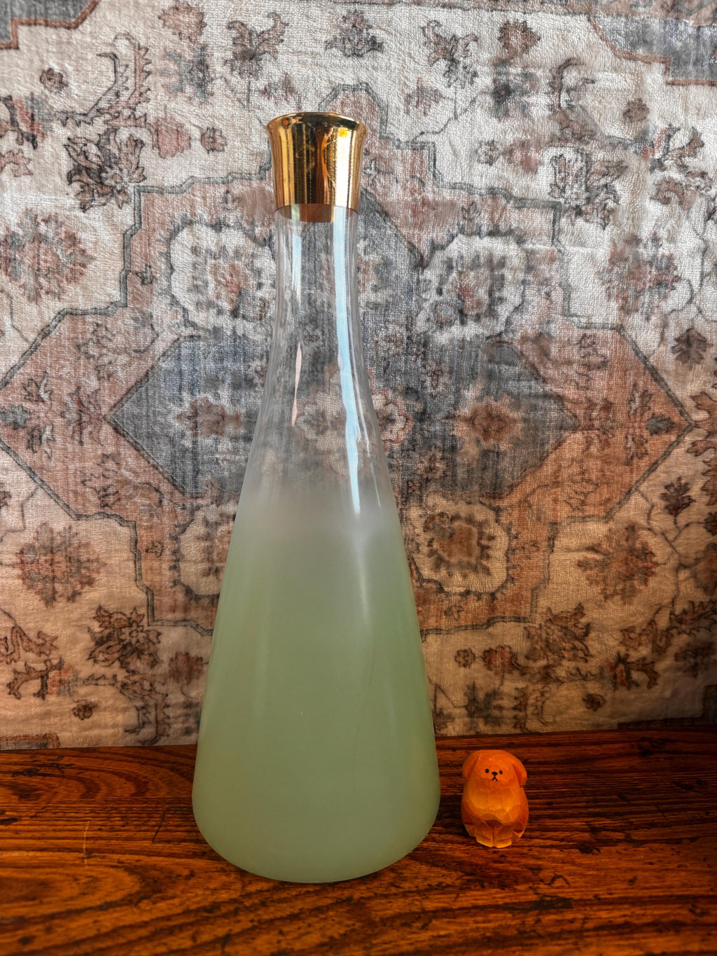 Blendo 1960s Frosted Glass Carafe with Gold Rim