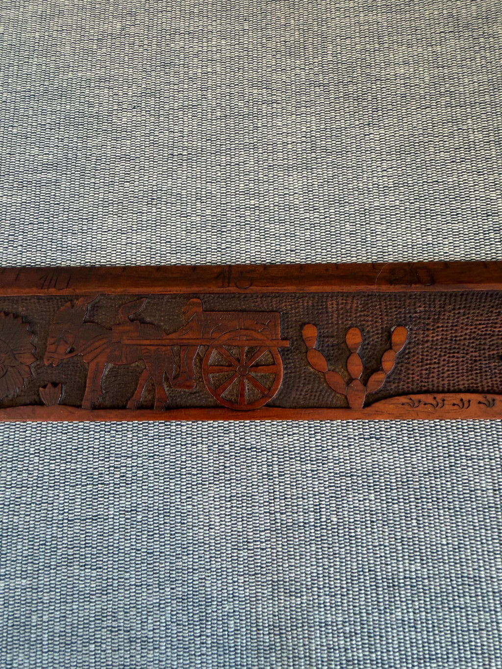 Taormina Carved Wooden Ruler with Animal and Nature Motifs