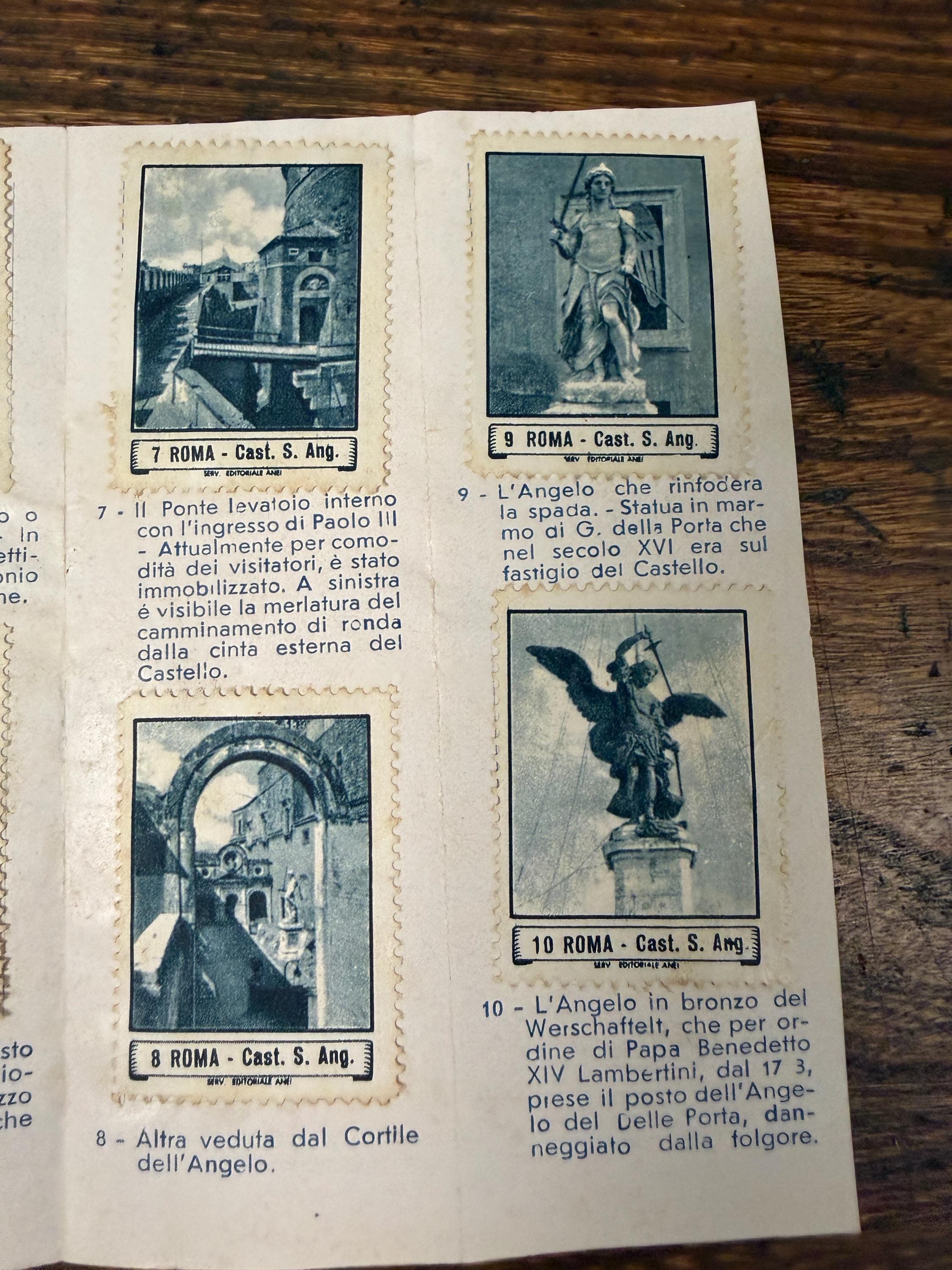 Castel S. Angelo Stamp Booklet with 10 Vintage Stamps, 1950s Rome Ephemera