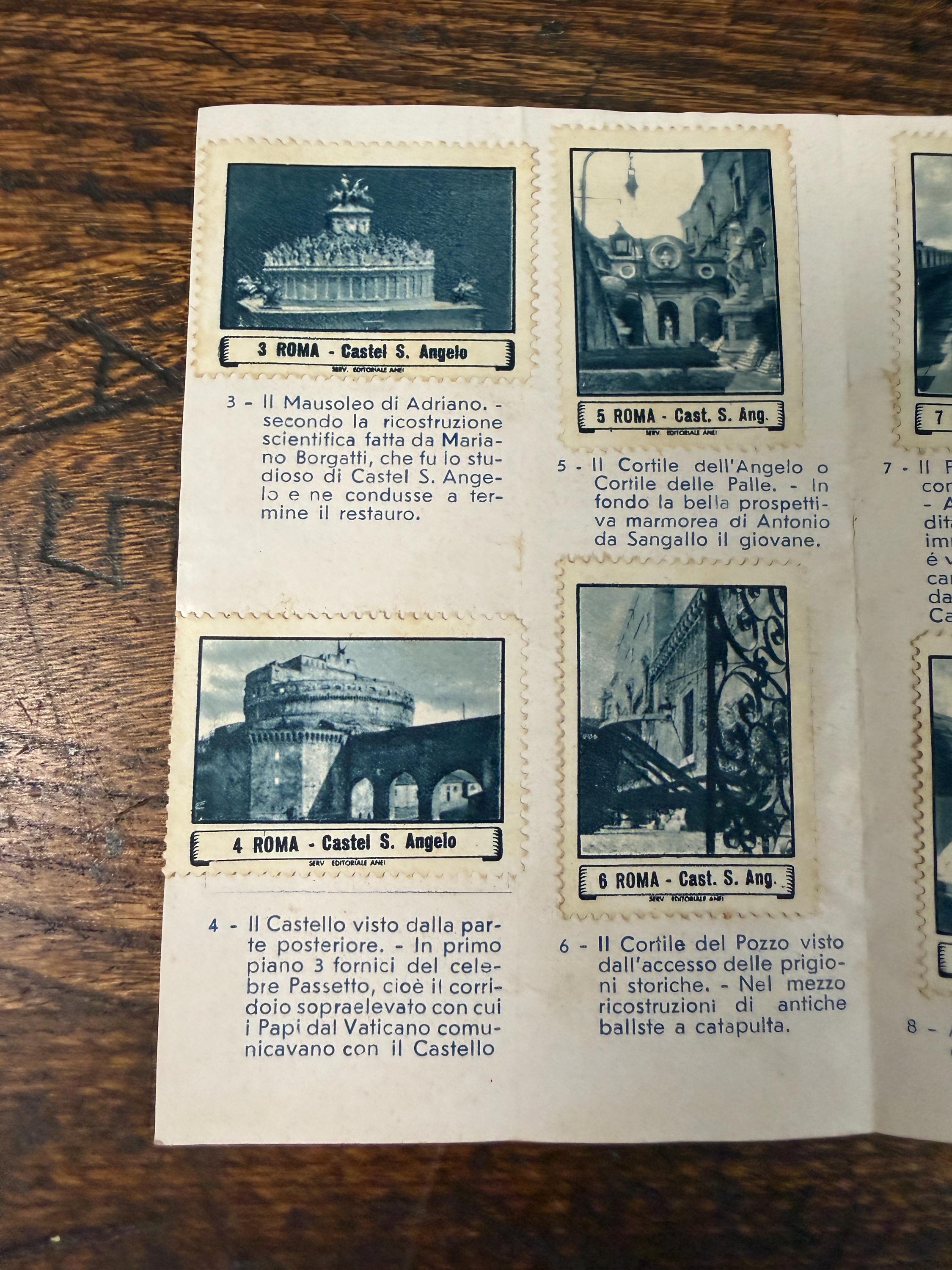 Castel S. Angelo Stamp Booklet with 10 Vintage Stamps, 1950s Rome Ephemera