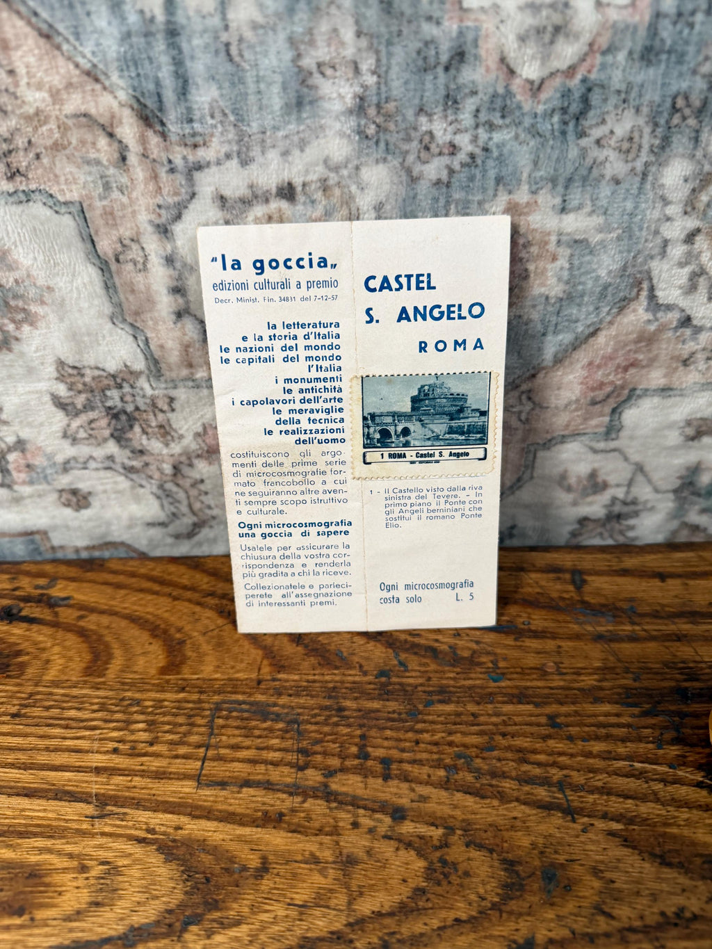 Castel S. Angelo Stamp Booklet with 10 Vintage Stamps, 1950s Rome Ephemera