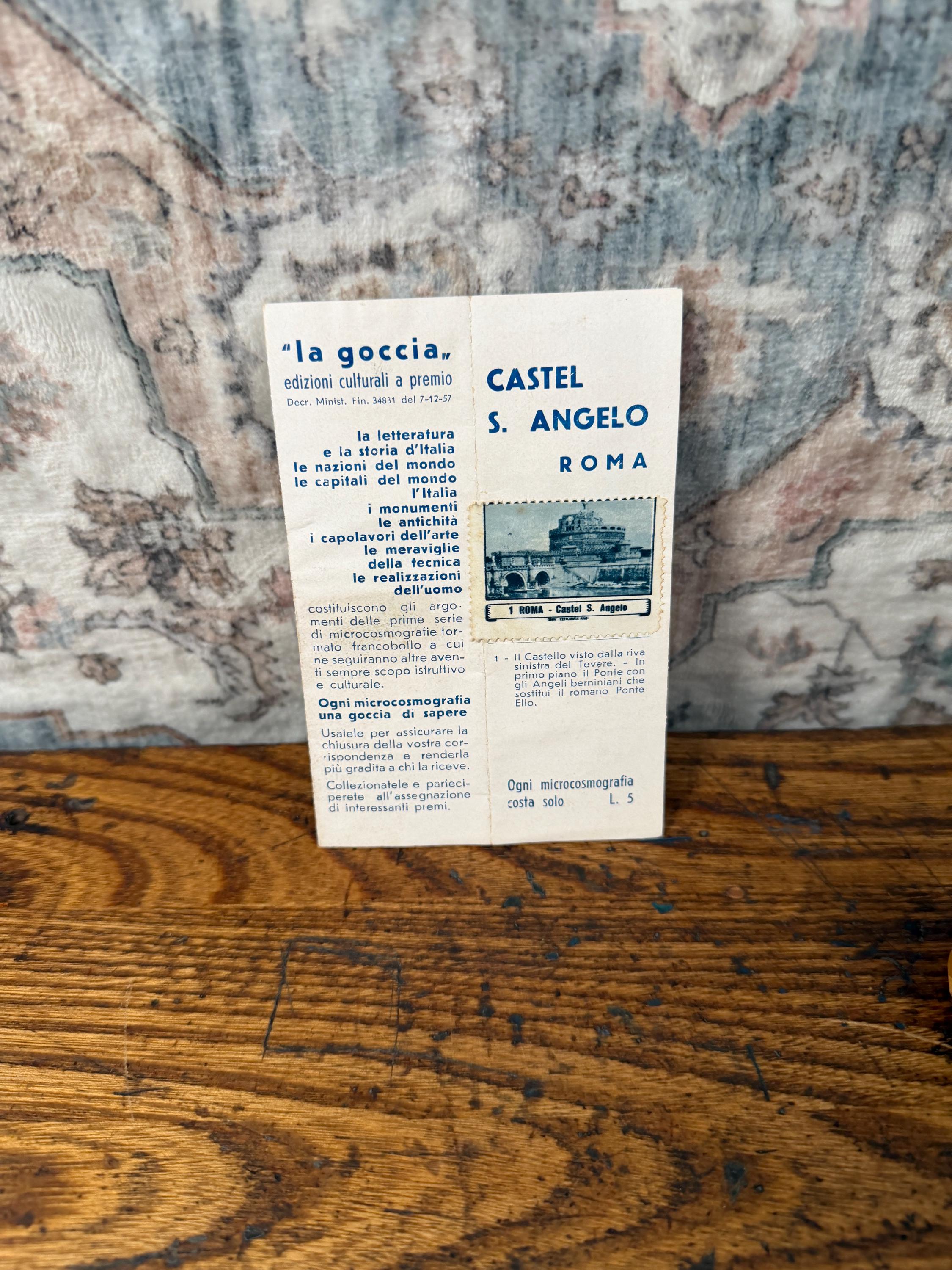 Castel S. Angelo Stamp Booklet with 10 Vintage Stamps, 1950s Rome Ephemera