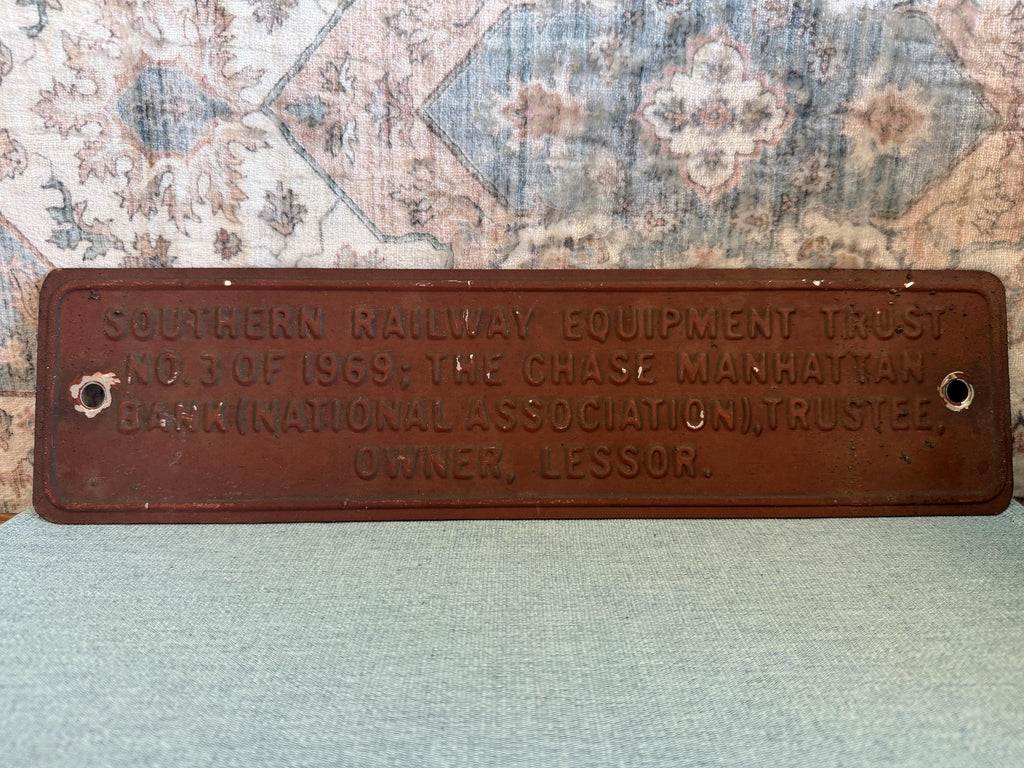 1969 Southern Railway Equipment Trust Plaque