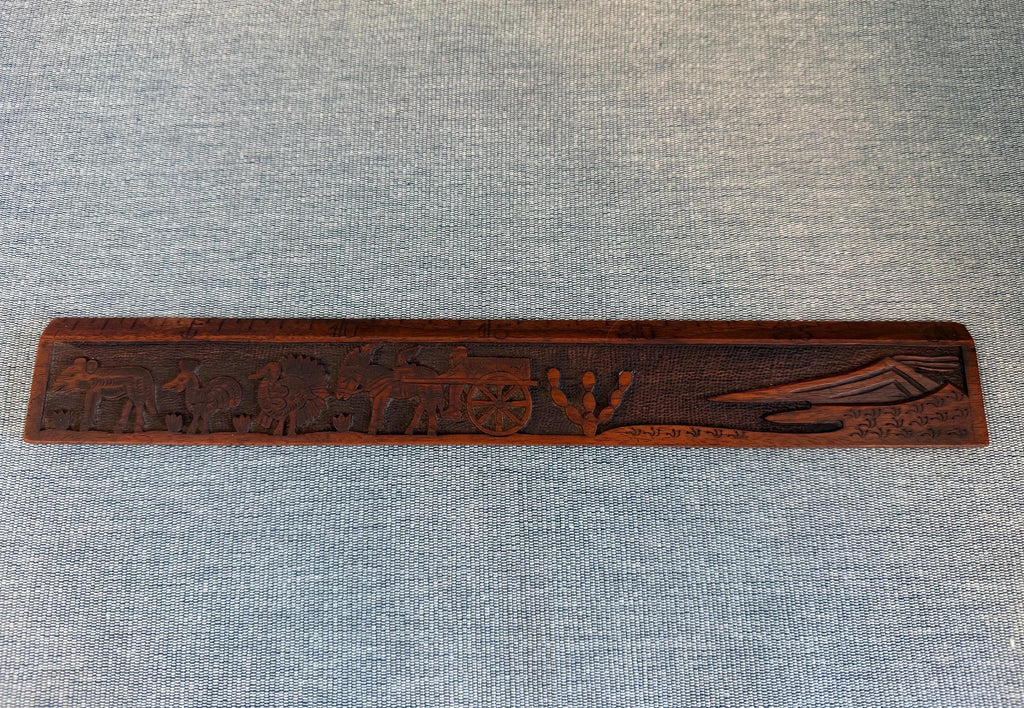 Taormina Carved Wooden Ruler with Animal and Nature Motifs