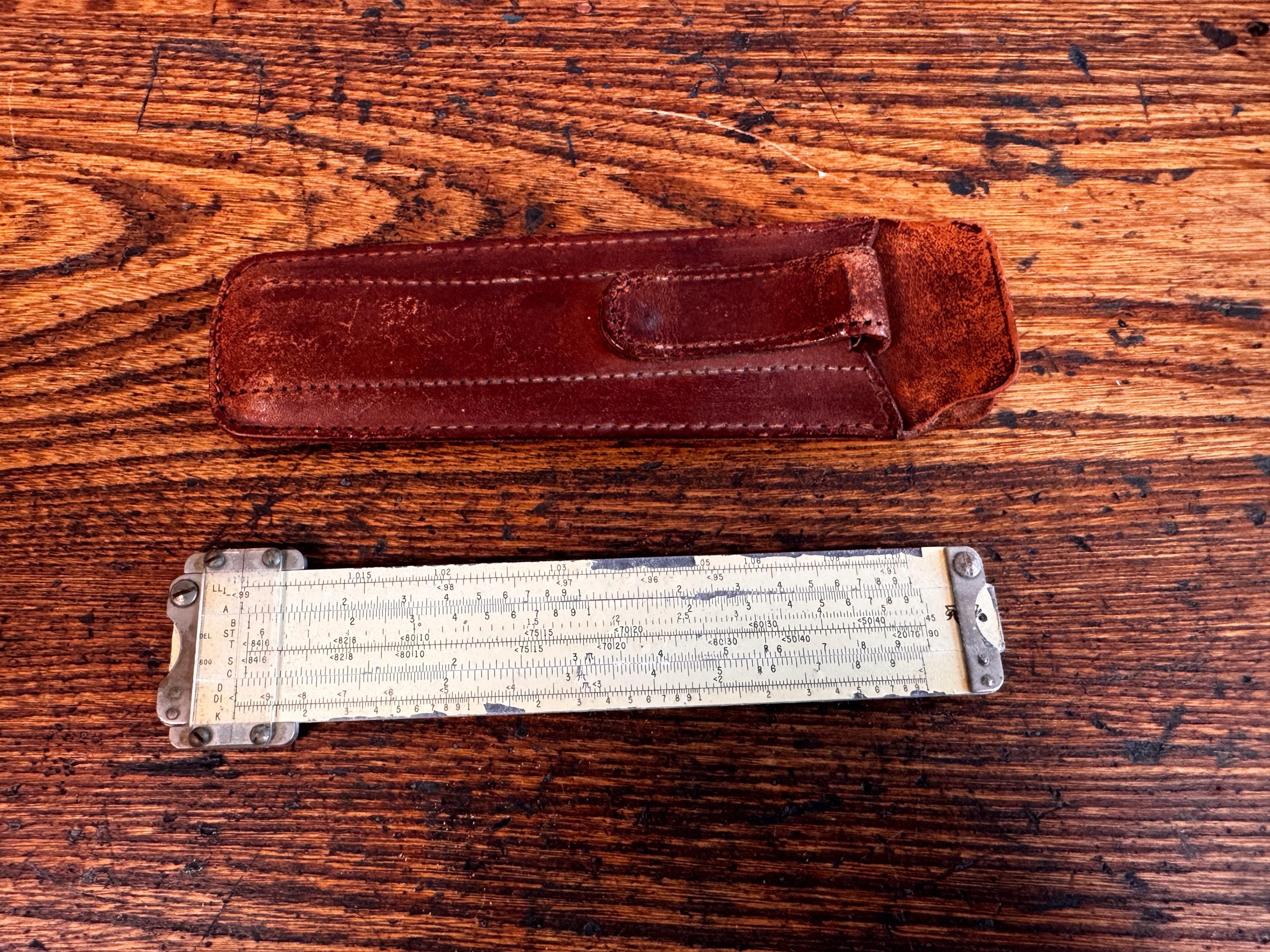 Pickett Log Log Slide Rule with 1953 Instruction Booklet and Leather Case