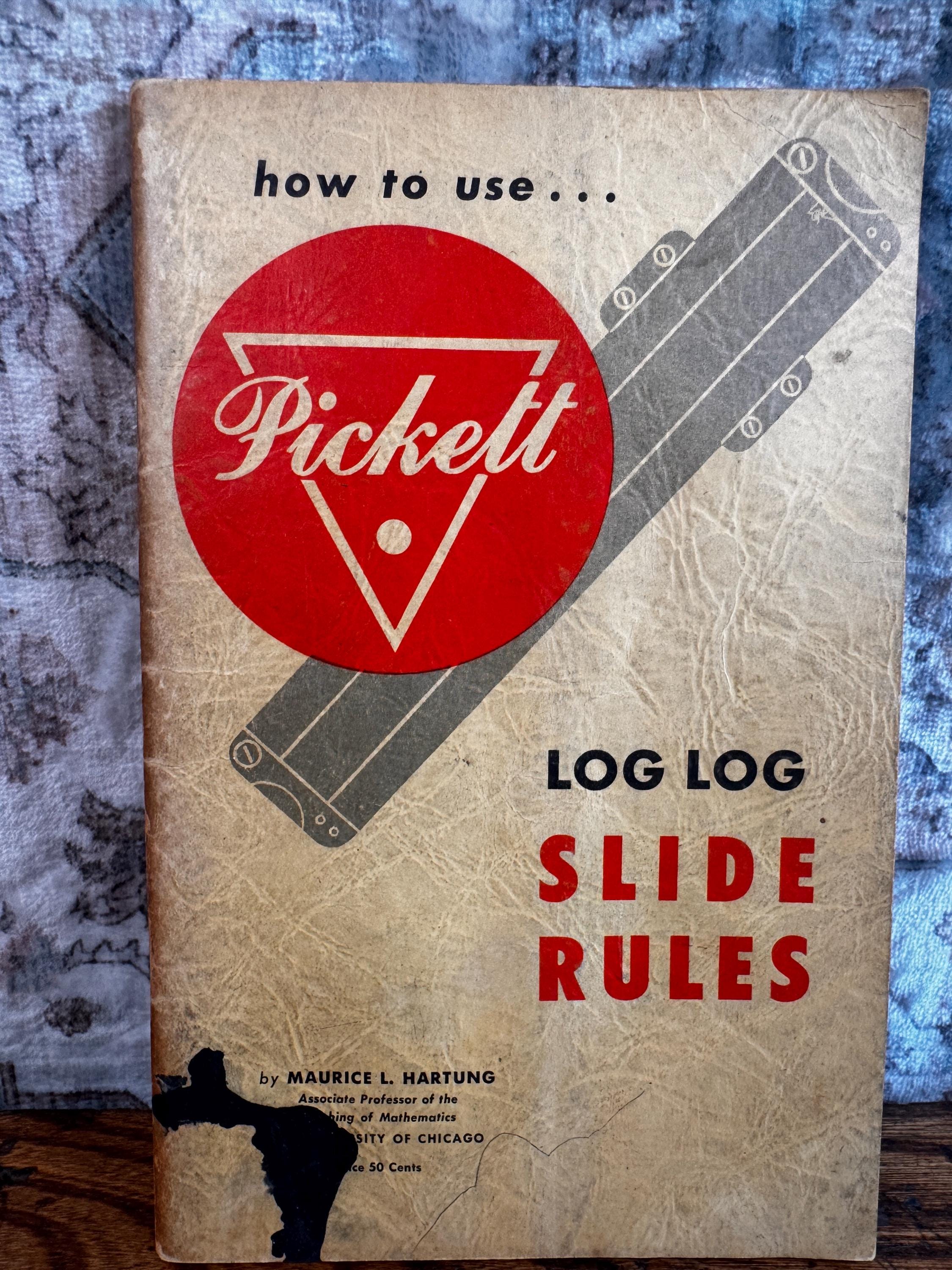 Pickett Log Log Slide Rule with 1953 Instruction Booklet and Leather Case