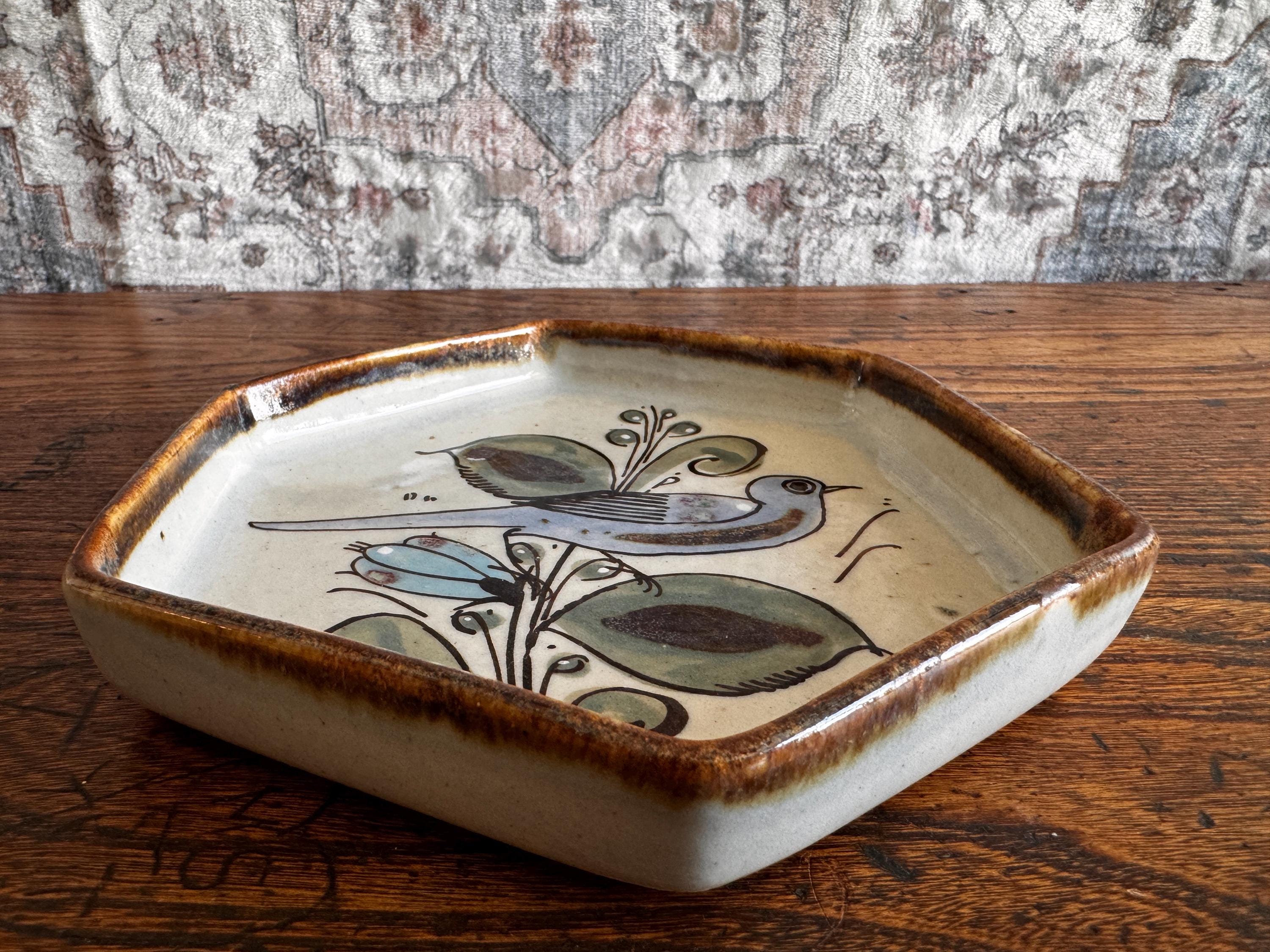 Hand-Painted Mexican Ceramic Bird Tray by Ken Edwards