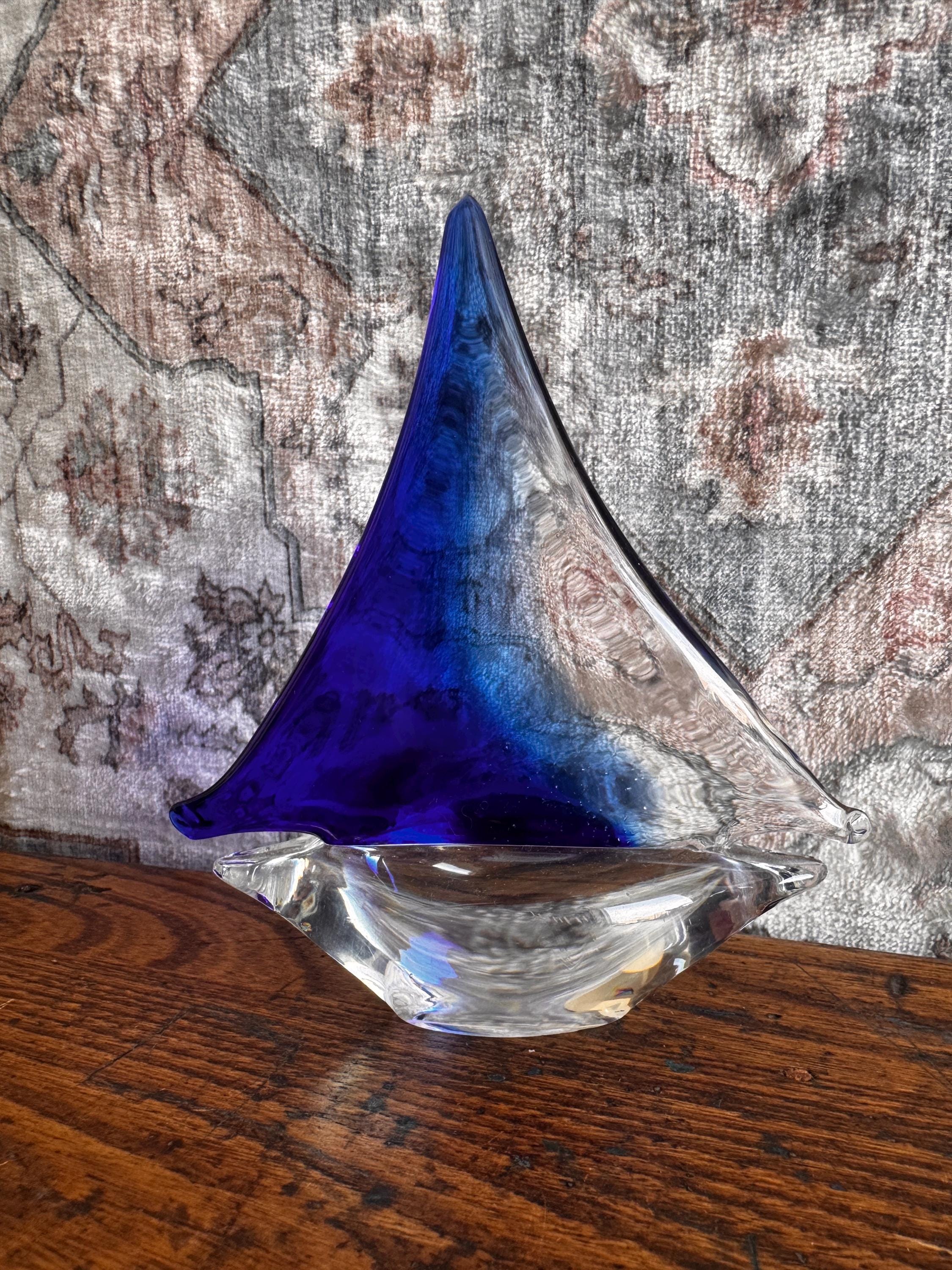 Hand Blown Glass Sailboat in Murano Style