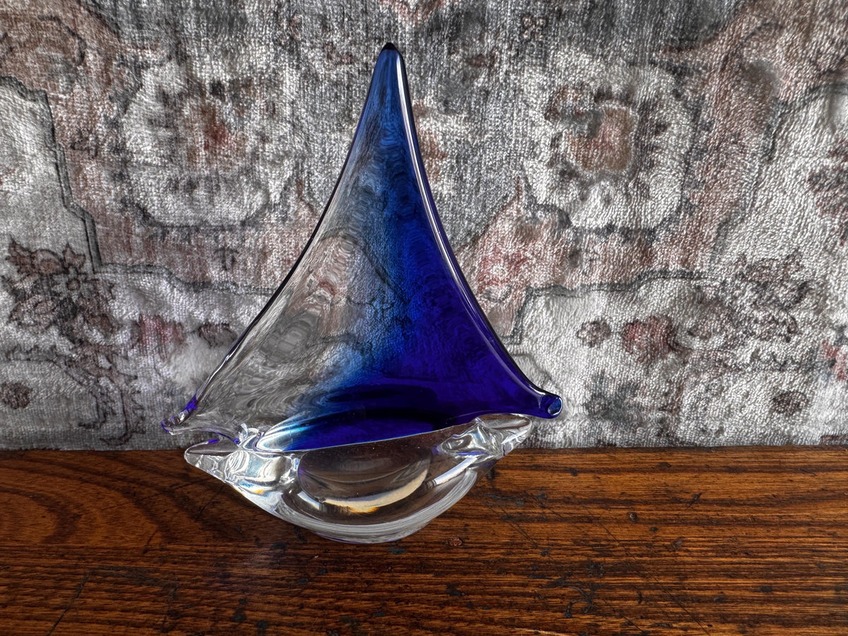 Hand Blown Glass Sailboat in Murano Style