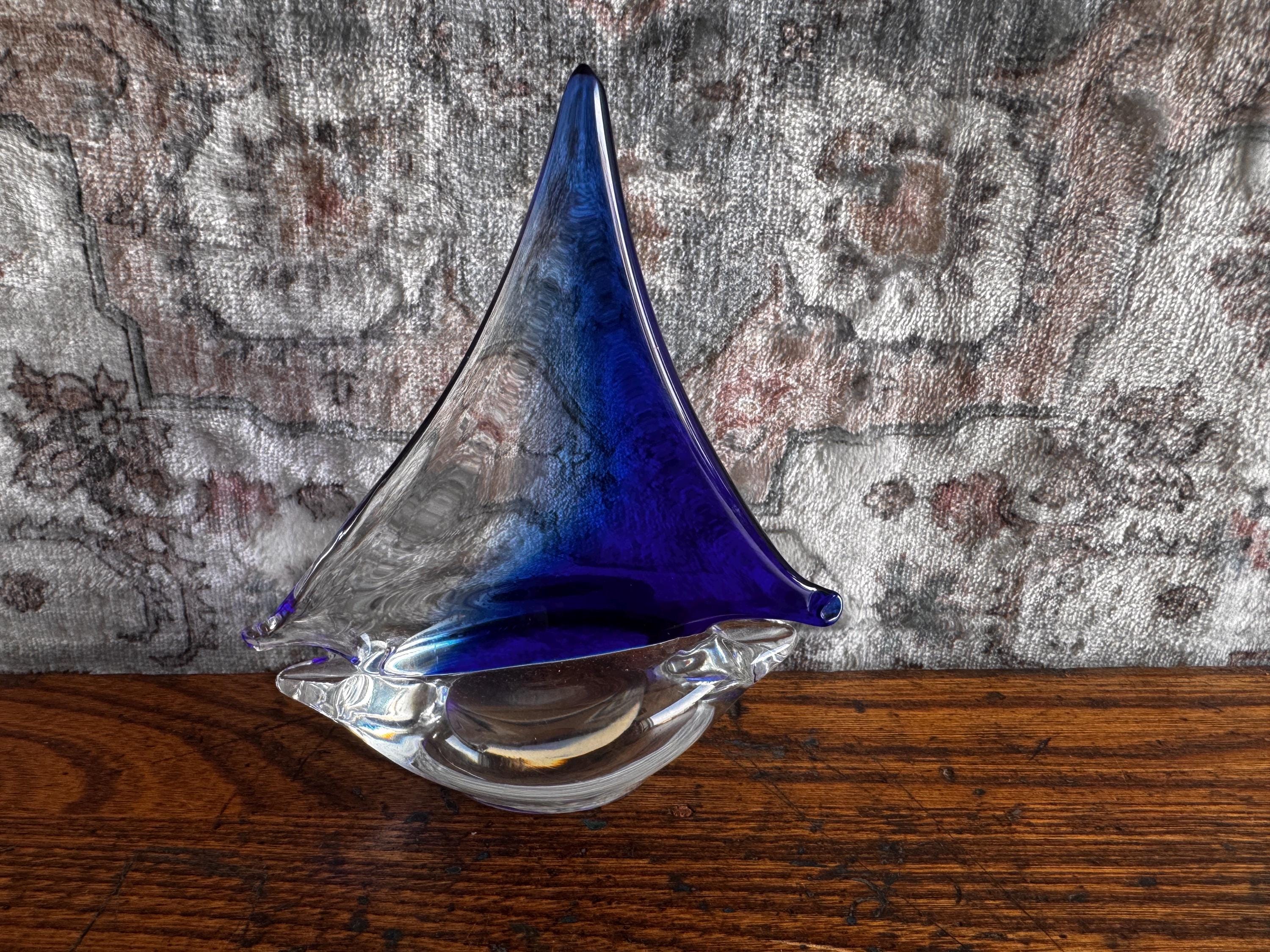 Hand Blown Glass Sailboat in Murano Style