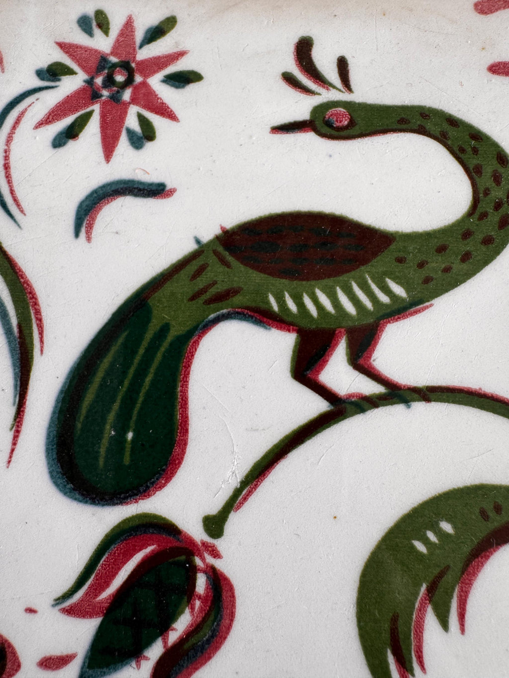 1940s Wheeling Peacock Silkscreened Tile