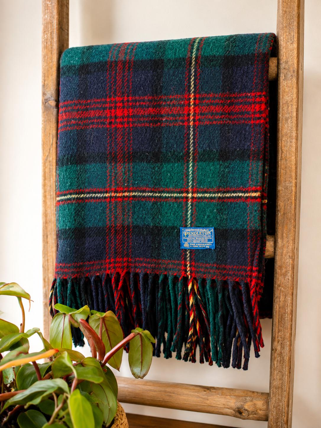 Pendleton 1970s Tartan Wool Blanket