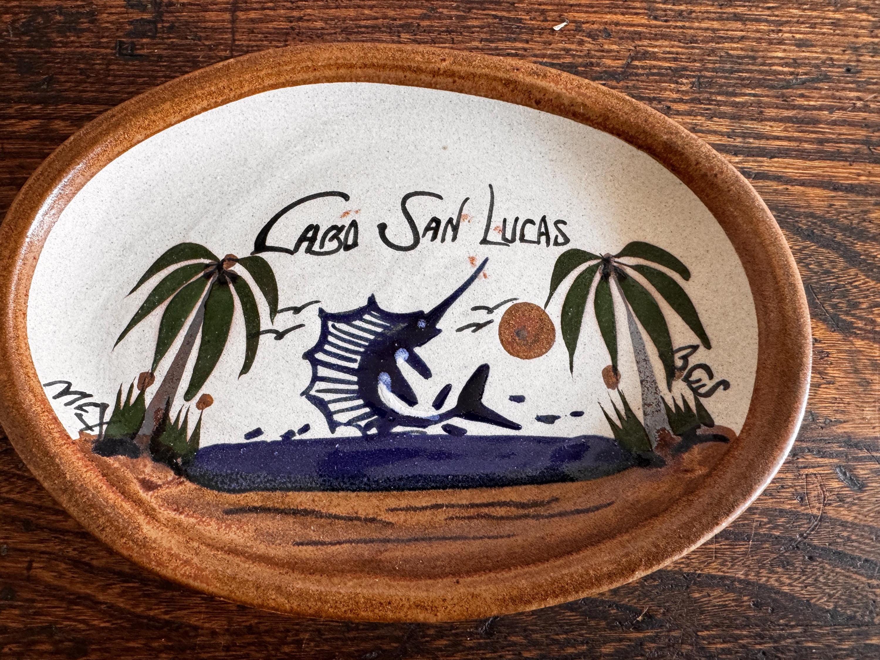 Cabo San Lucas Hand-Painted Plate and Tumbler Set