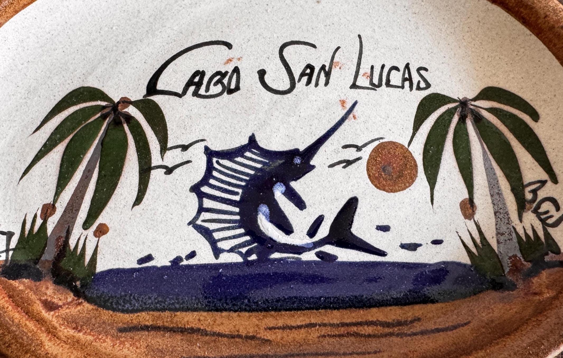 Cabo San Lucas Hand-Painted Plate and Tumbler Set