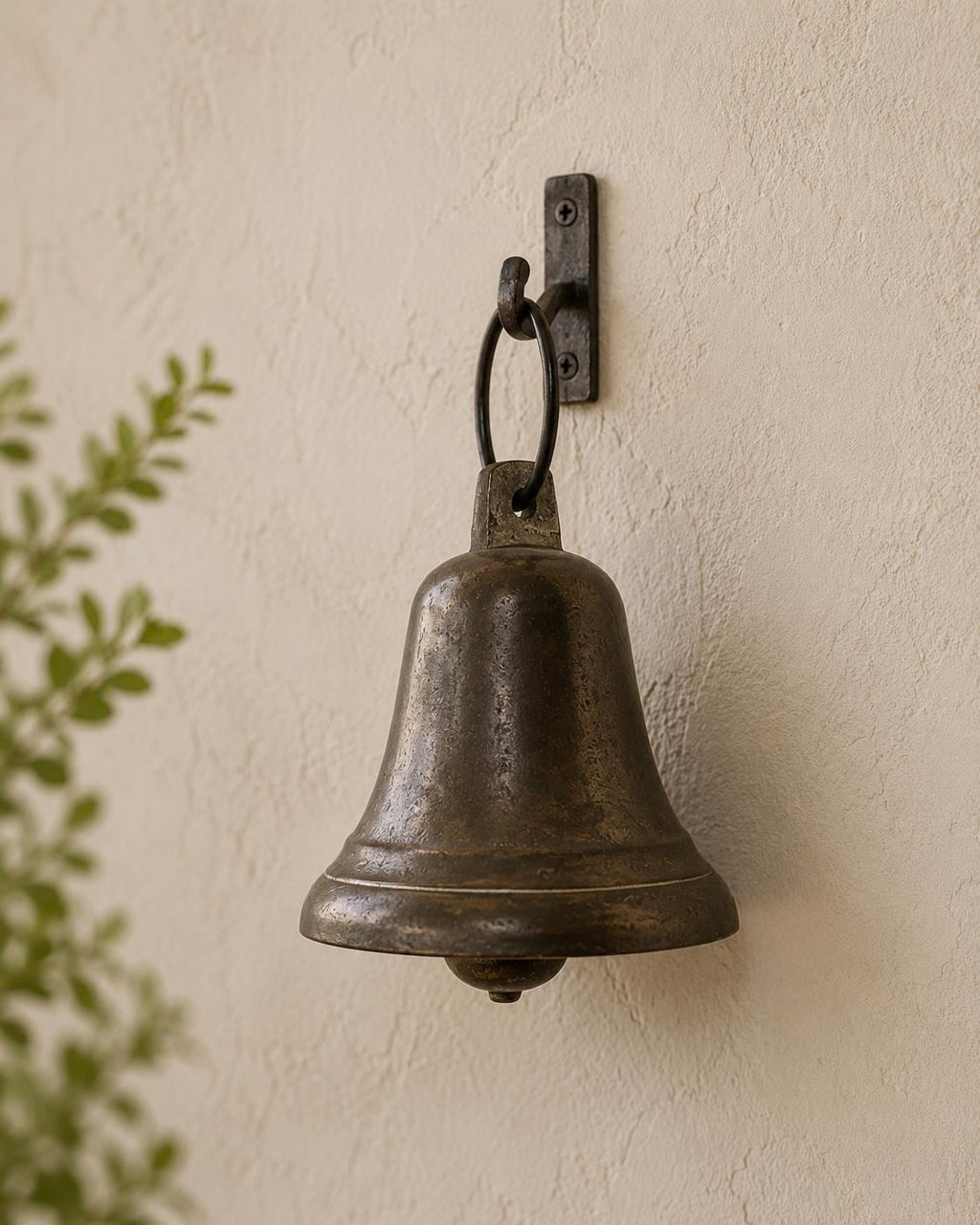 Heavy Metal Bell Large Rustic Farmhouse Bell with Clapper Primitive Wall Decor