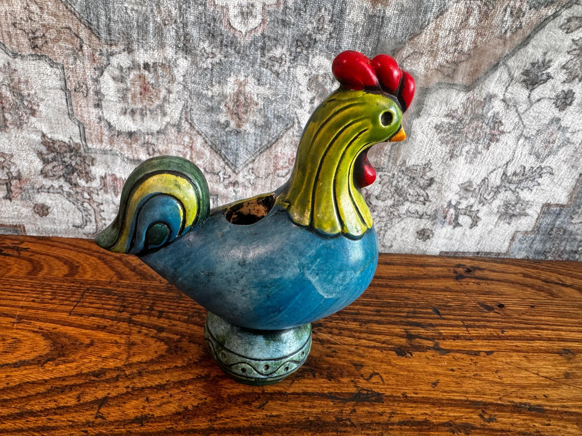 Vintage Colorful Ceramic Rooster Candle Holder