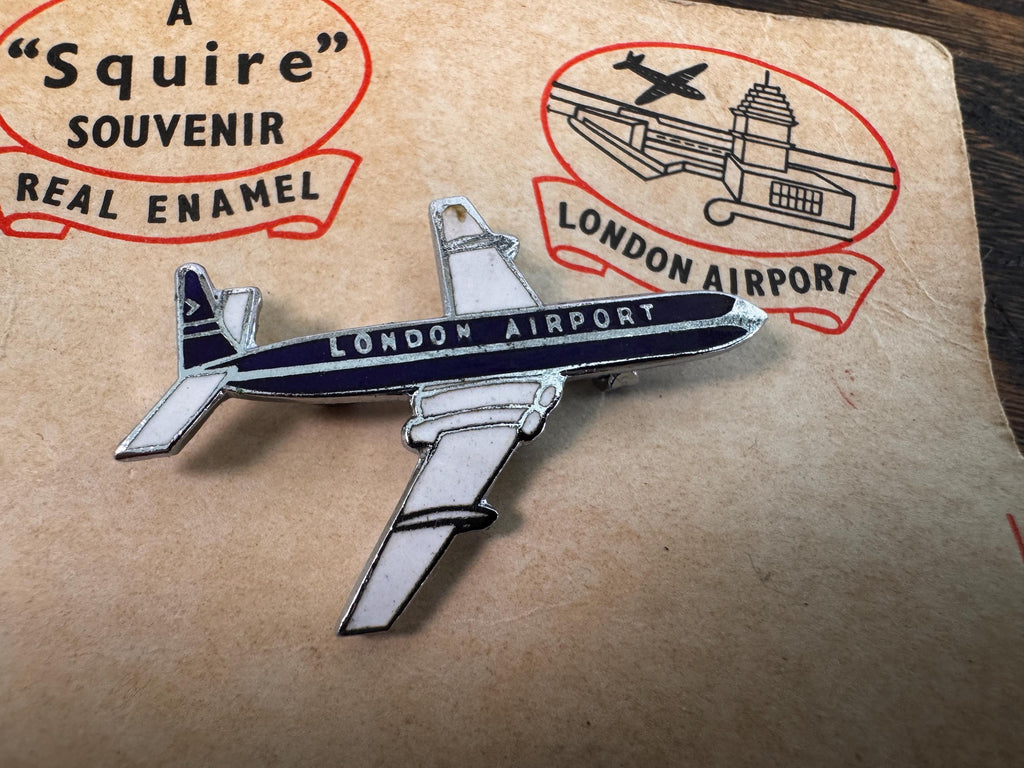 London Airport Airplane Souvenir Pin by Squire
