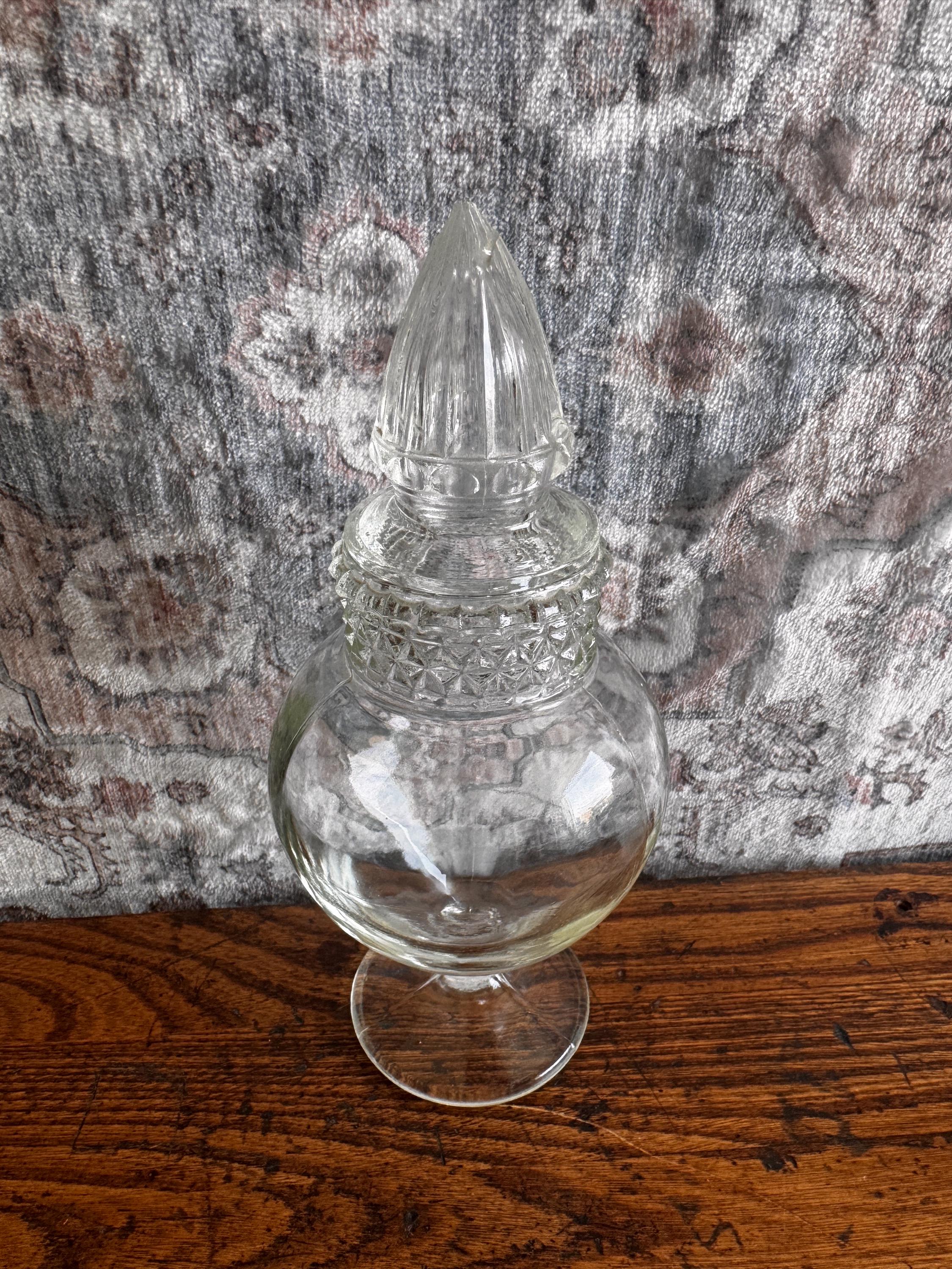 Vintage Tiffin Dakota Glass Apothecary Jar with Decorative Lid
