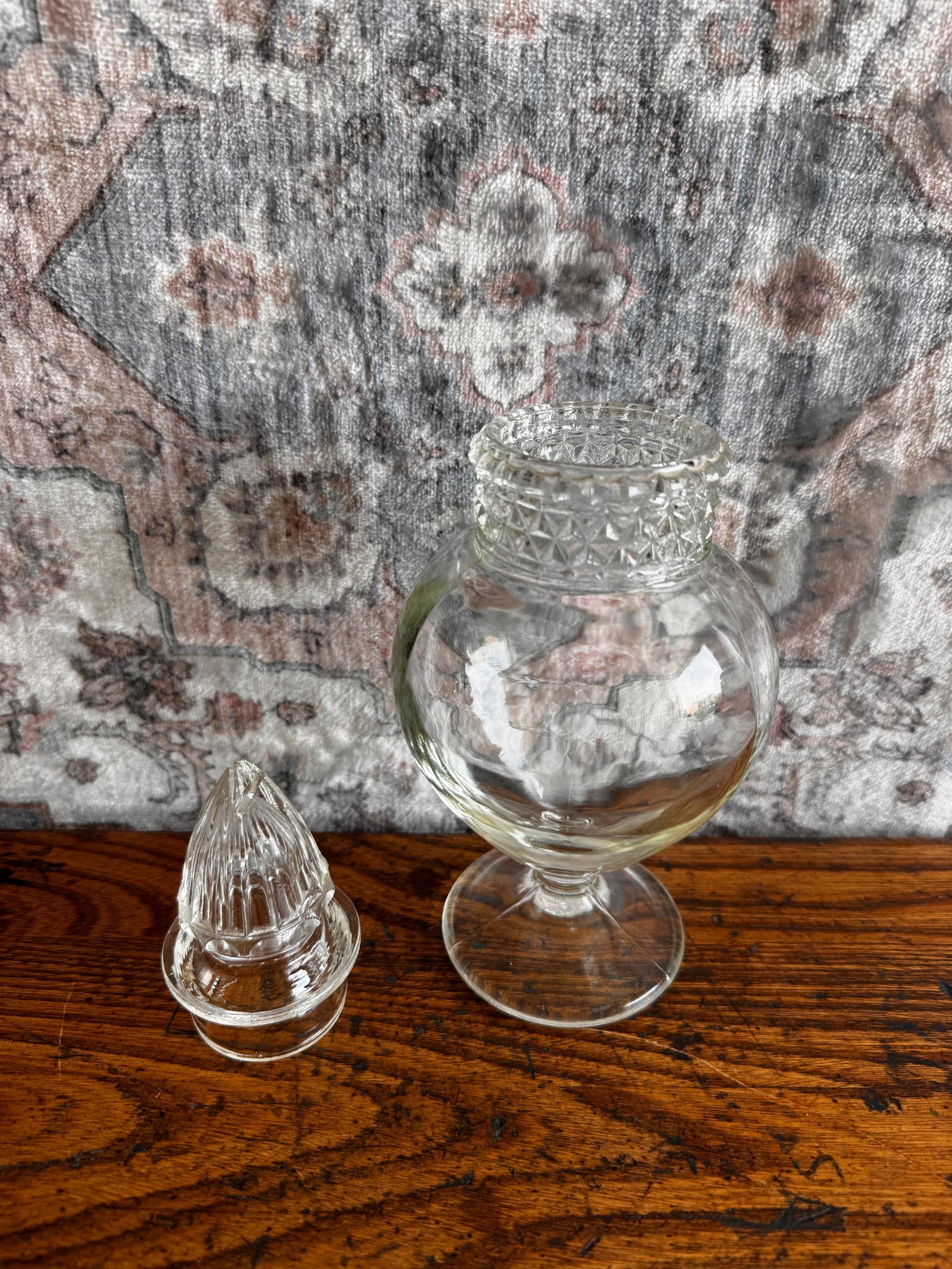 Vintage Tiffin Dakota Glass Apothecary Jar with Decorative Lid