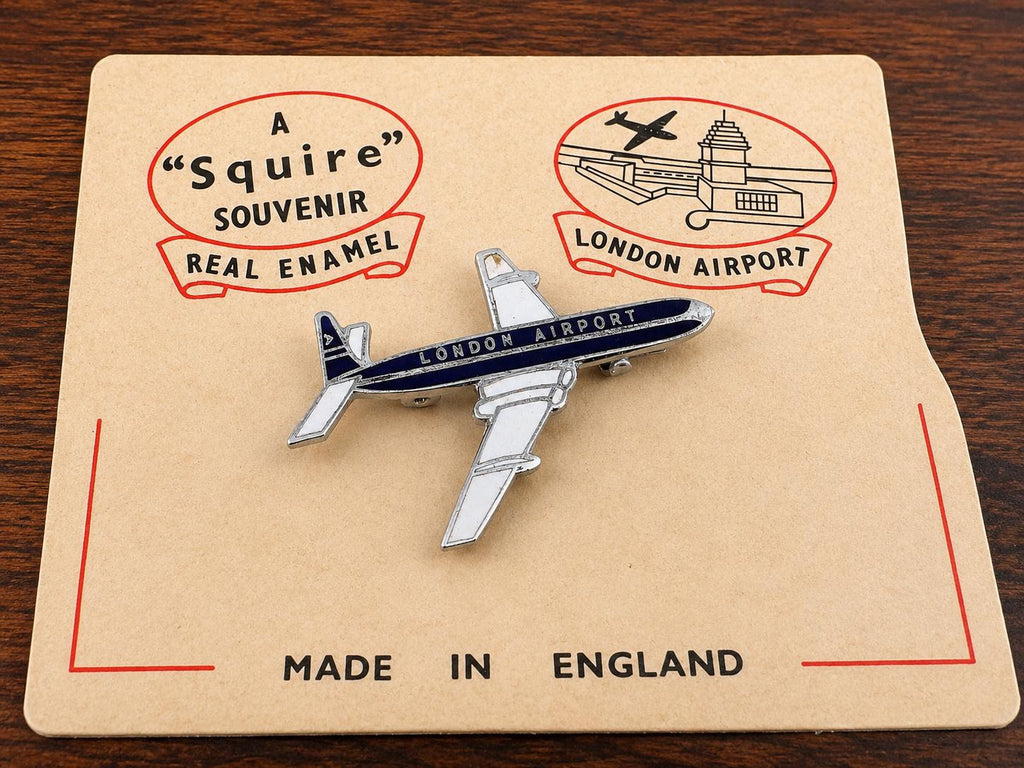 London Airport Airplane Souvenir Pin by Squire
