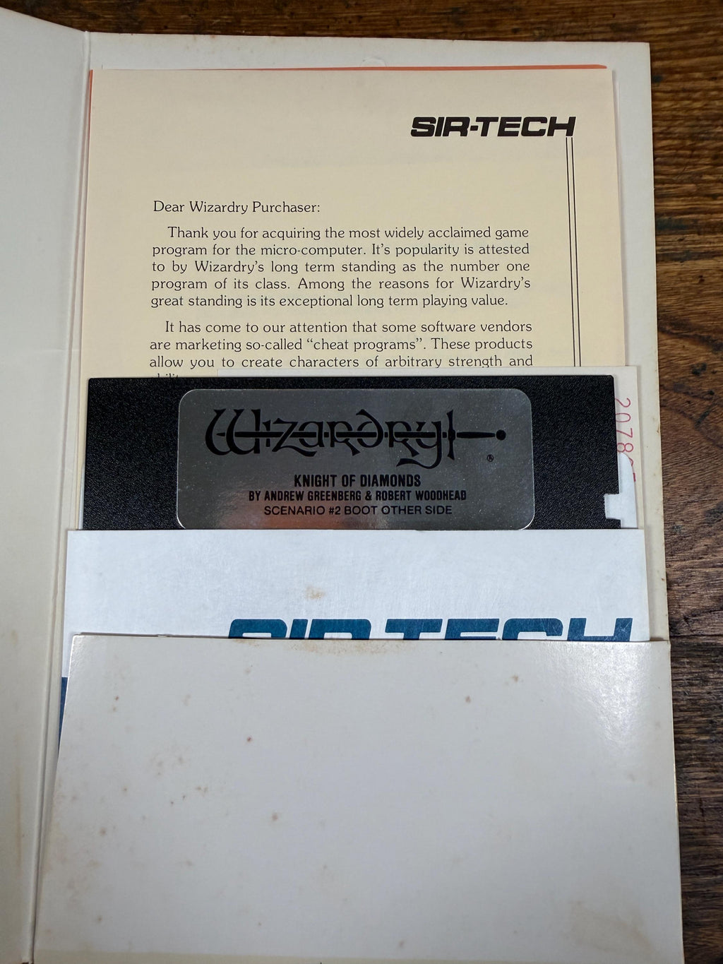 Sir-Tech Knight of Diamonds Wizardry The Second Scenario | 1982 Vintage Computer Game Disk