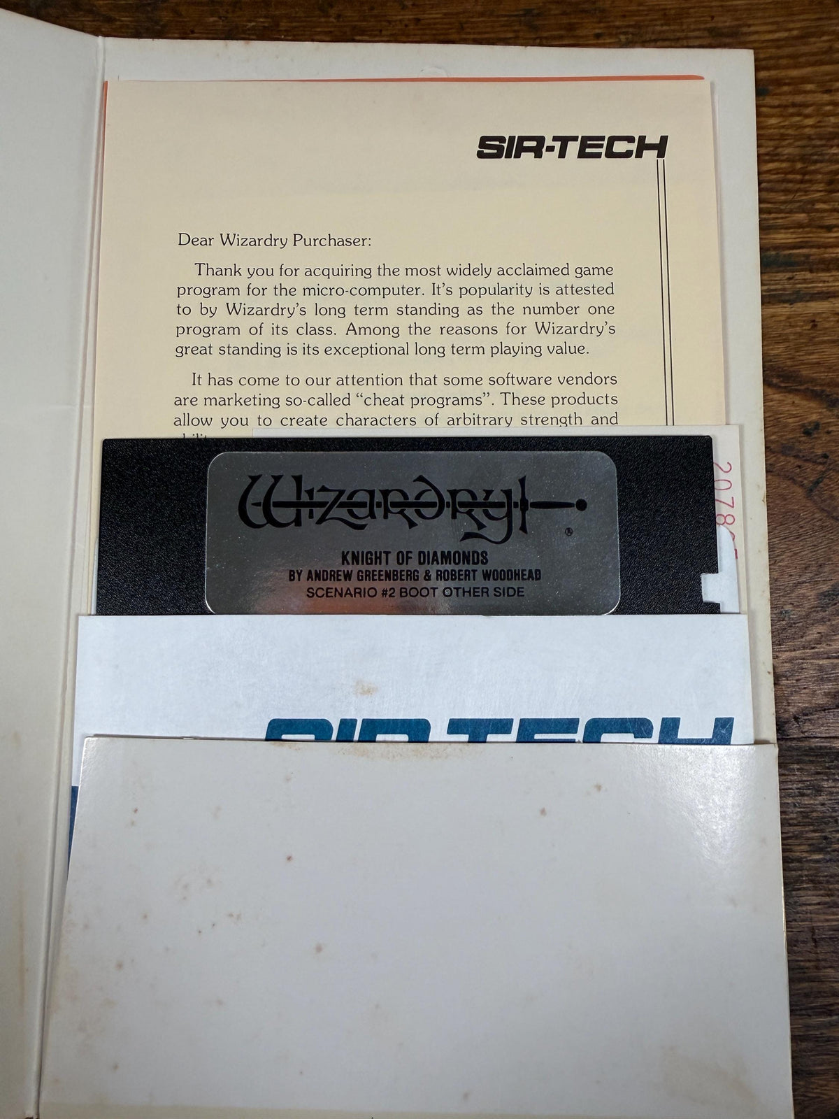 Sir-Tech Knight of Diamonds Wizardry The Second Scenario | 1982 Vintage Computer Game Disk