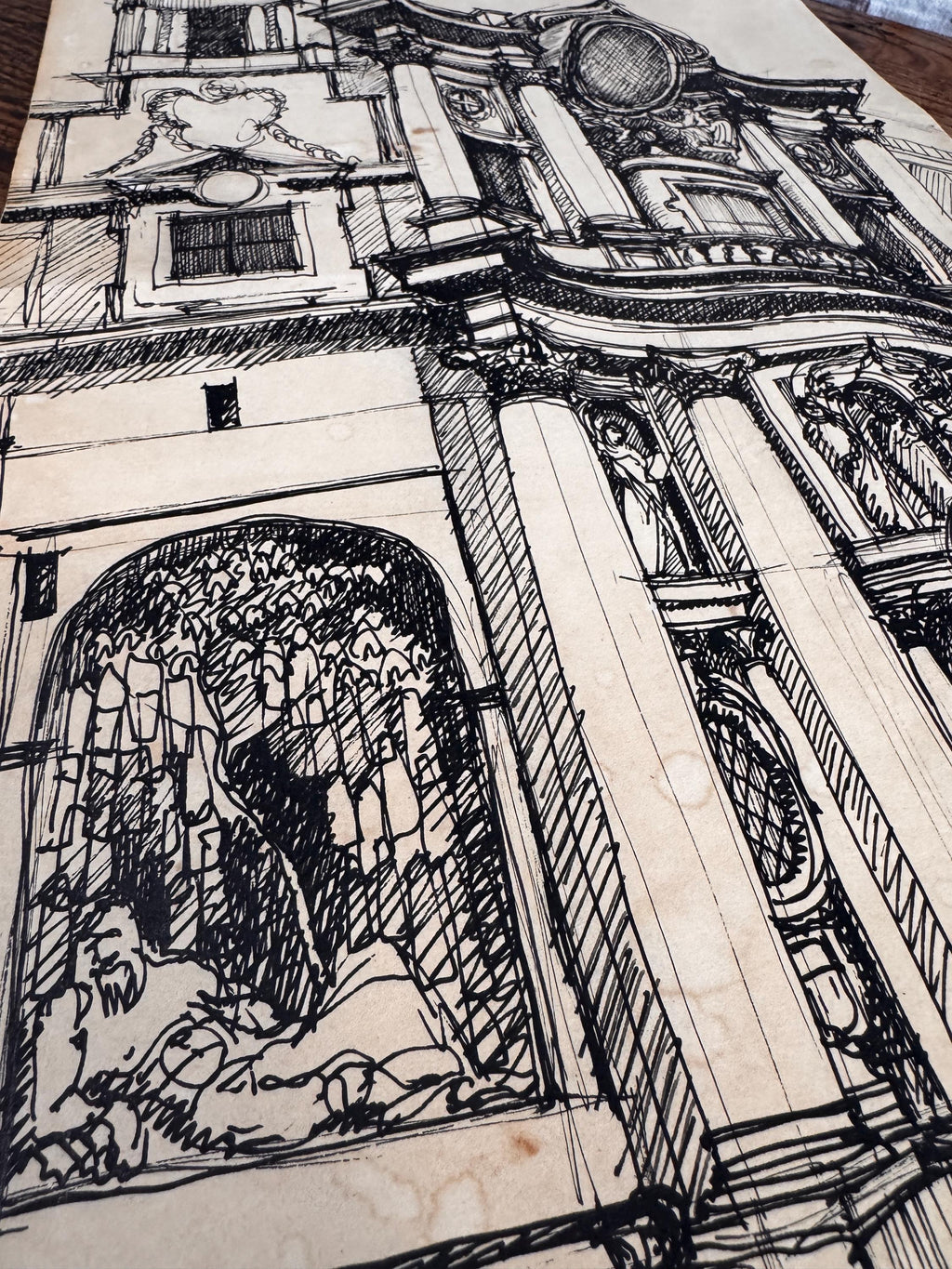San Carlo alle Quattro Fontane Pen and Ink Drawing