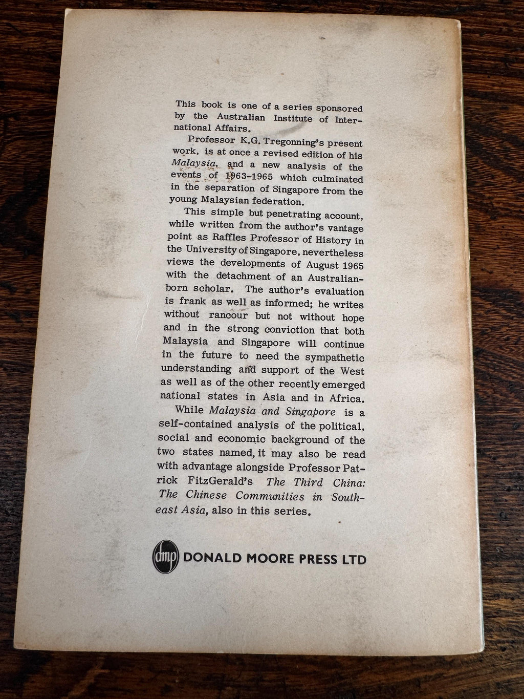Malaysia and Singapore by K. G. Tregonning | 1966 Paperback Book