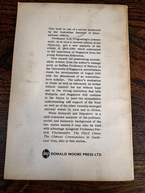 Malaysia and Singapore by K. G. Tregonning | 1966 Paperback Book