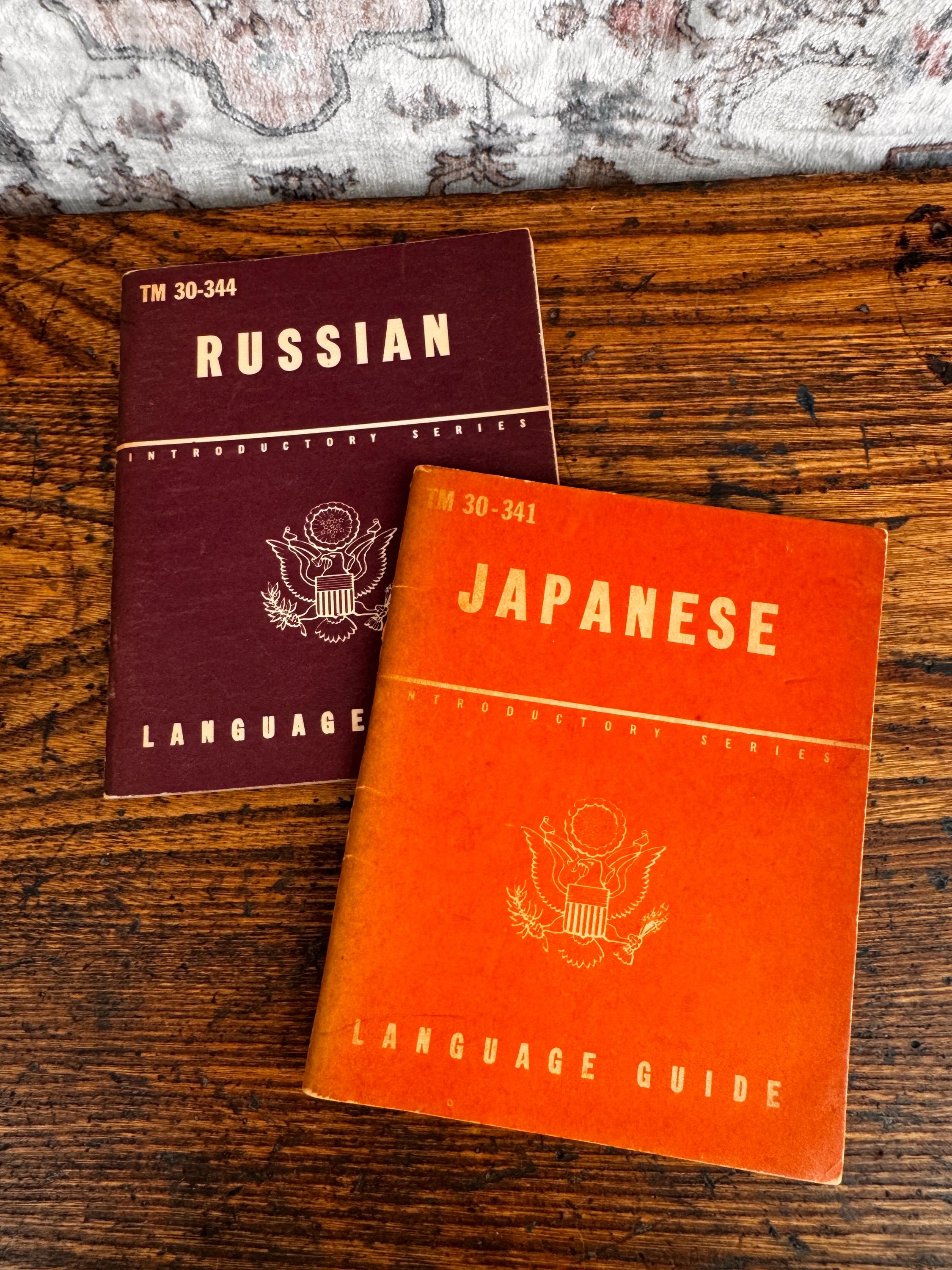2 Vintage WWII Language Guide Books: Japanese & Russian