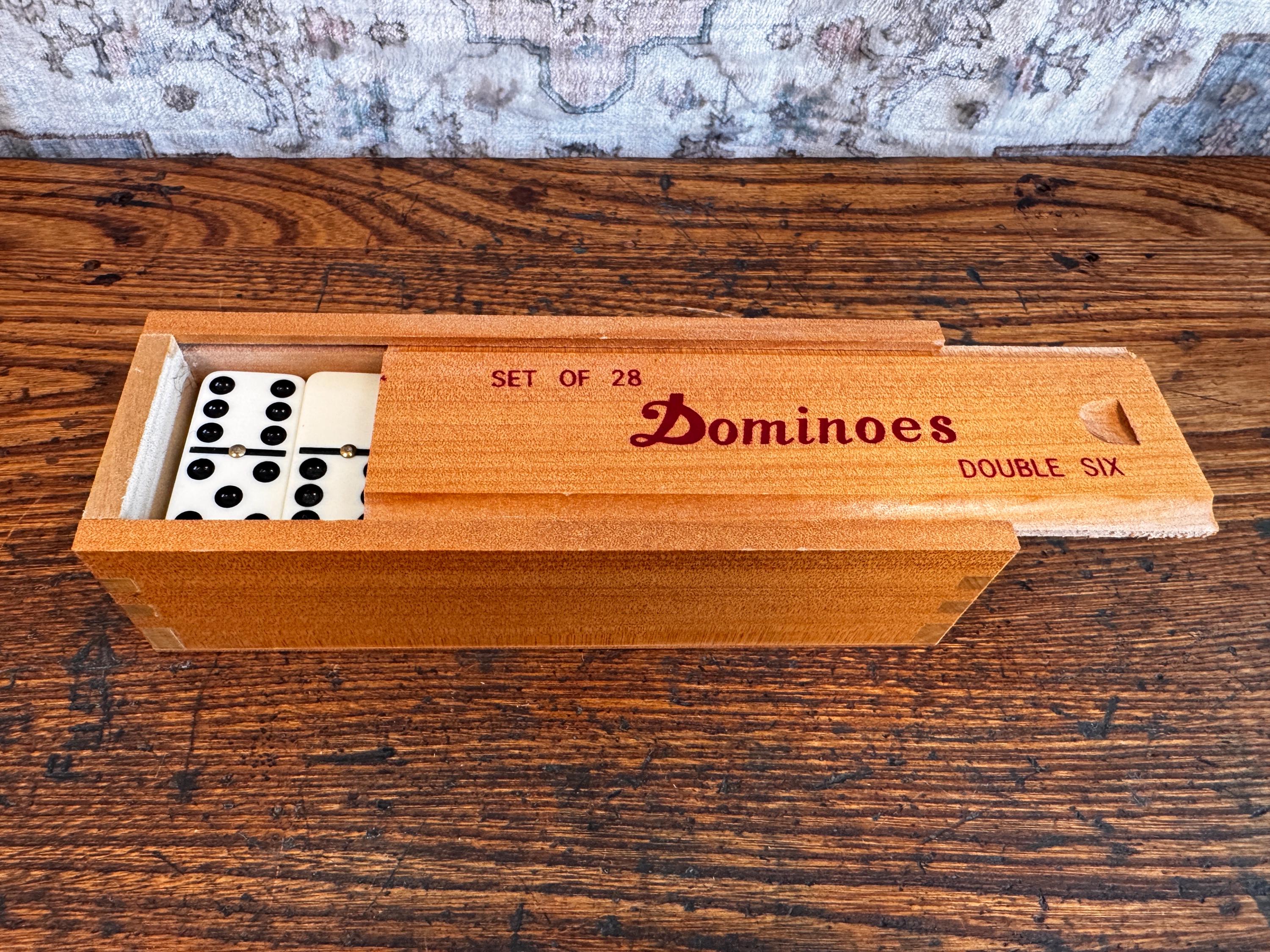 Set of 28 Double Six Dominoes in Wooden Box