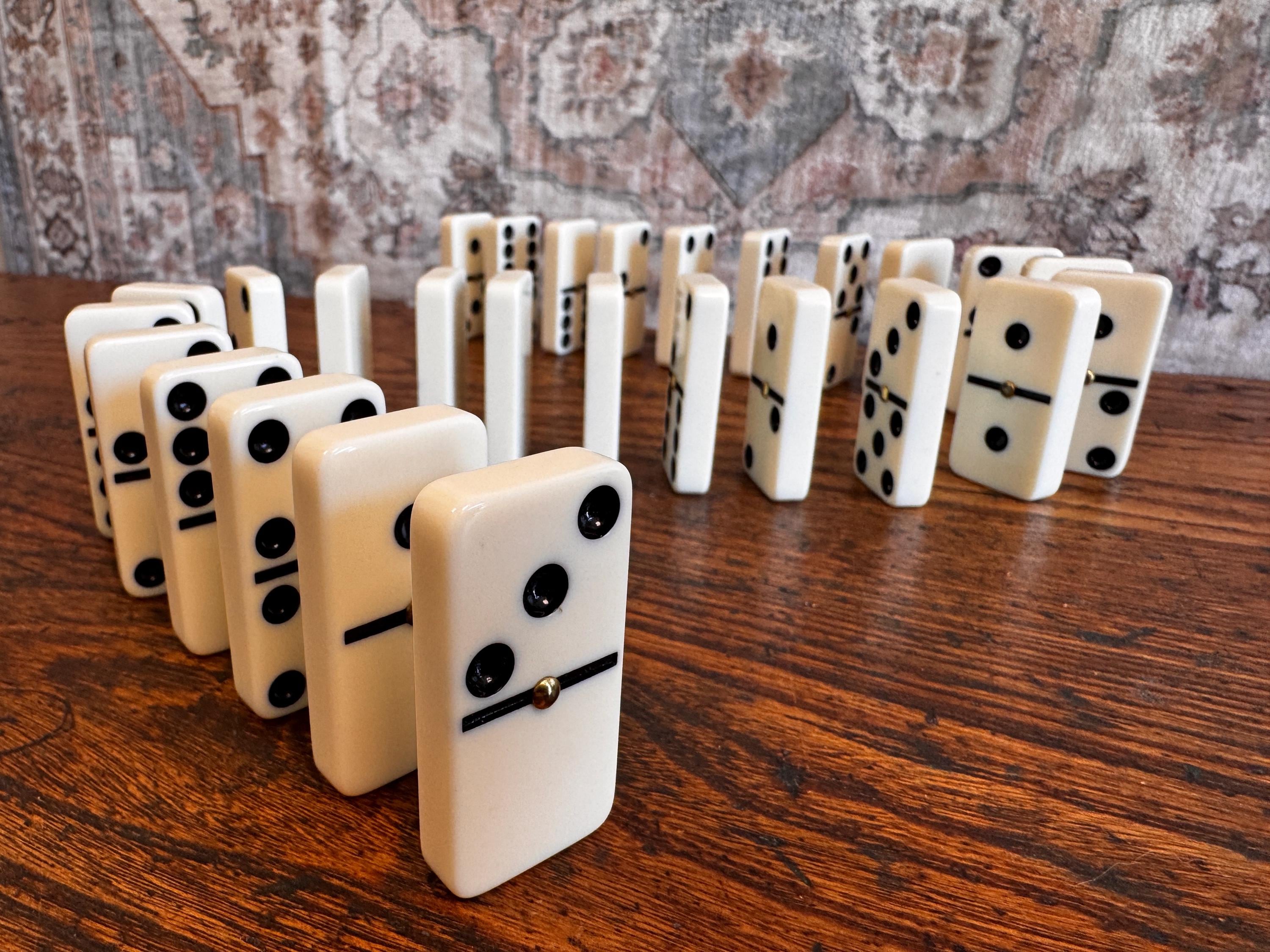 Set of 28 Double Six Dominoes in Wooden Box