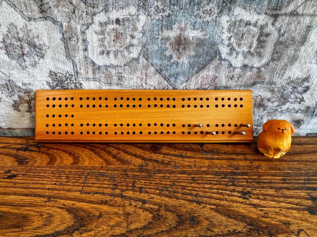 Vintage Wooden Cribbage Board with Original Box by Drueke