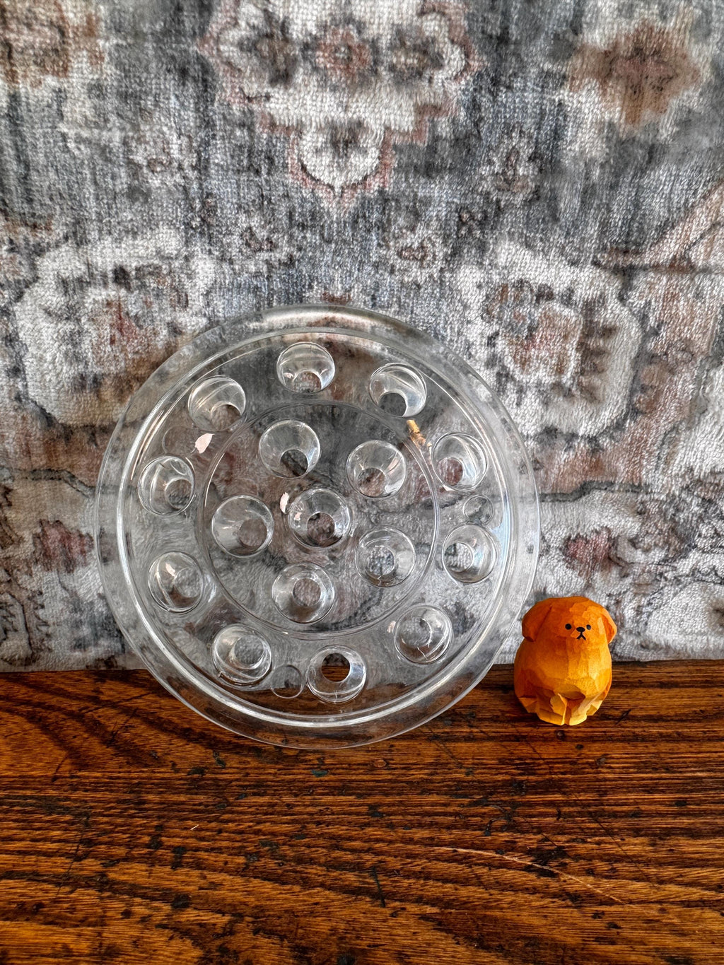 Clear Glass Vintage Flower Frog 5.25 Inch