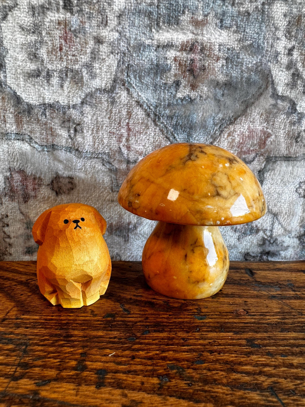 Marbled Stone Mushroom Figurine