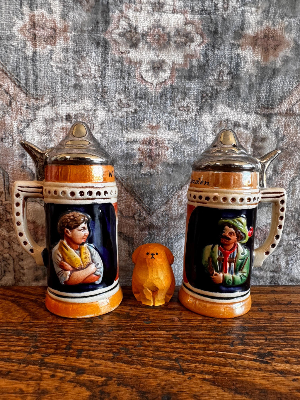 Vintage Wiesbaden Germany Beer Stein Salt & Pepper Shakers