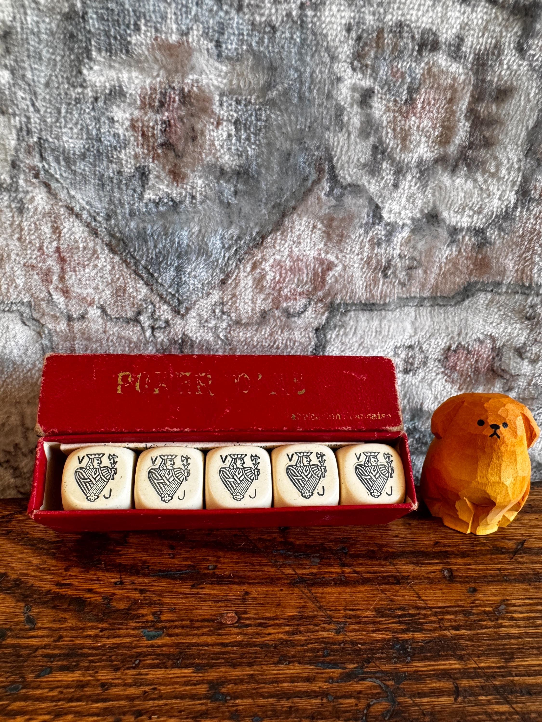 Jeu de Poker D'As Vintage Dice Game with Original Instructions