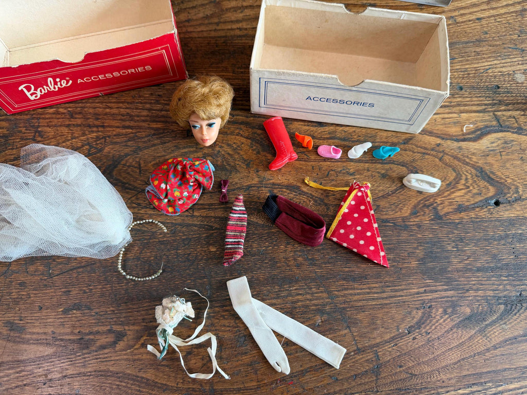 Late 4 Ponytail Barbie Doll with Wardrobe and 1964 Case by Mattel