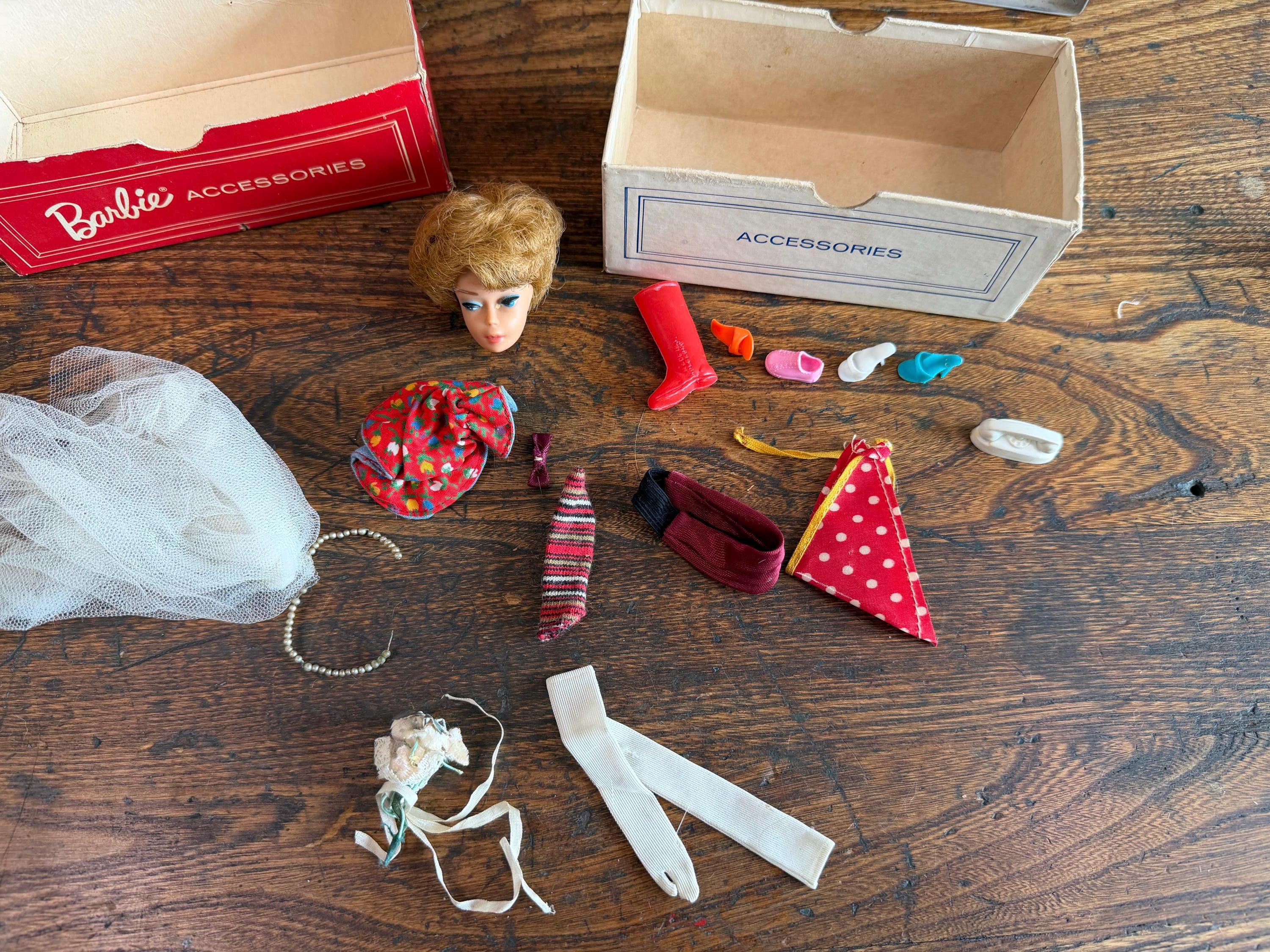 Late 4 Ponytail Barbie Doll with Wardrobe and 1964 Case by Mattel
